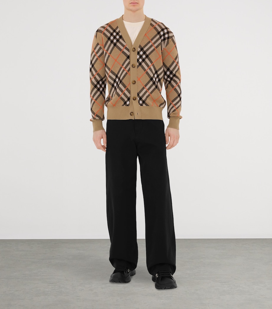 Wool-Blend Check Cardigan SAND IP CHECK Image 2