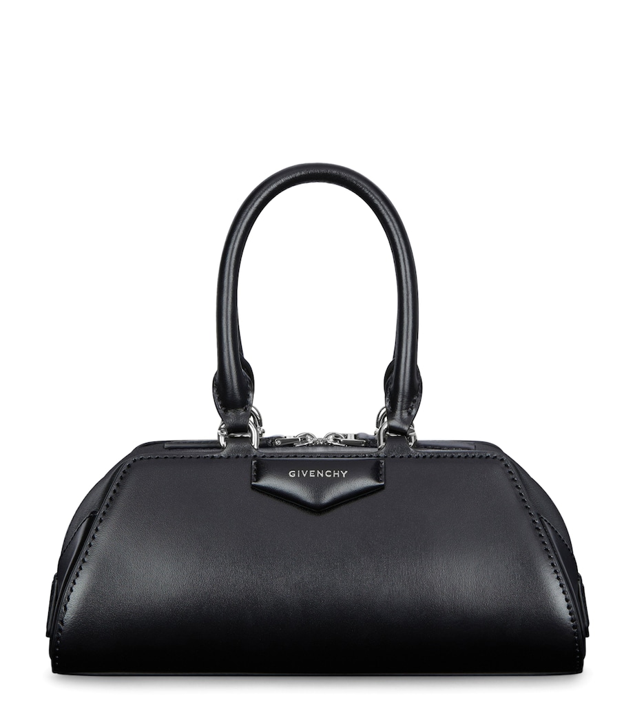 Mini Leather Antigona Cube East-West Top-Handle Bag BLACK Image 1
