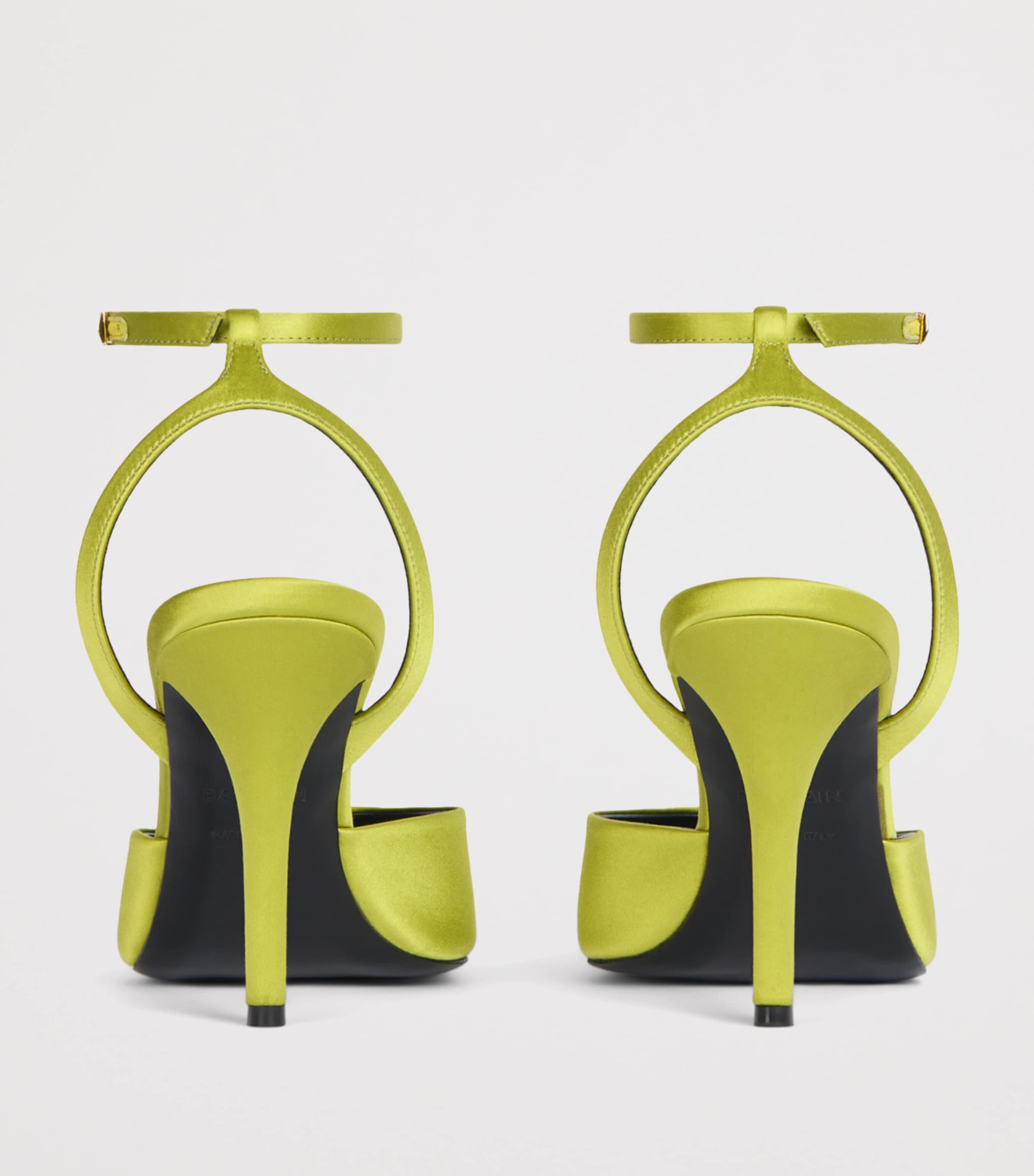 Balmain Silk Strappy Pumps 95 Chartreuse Image 5