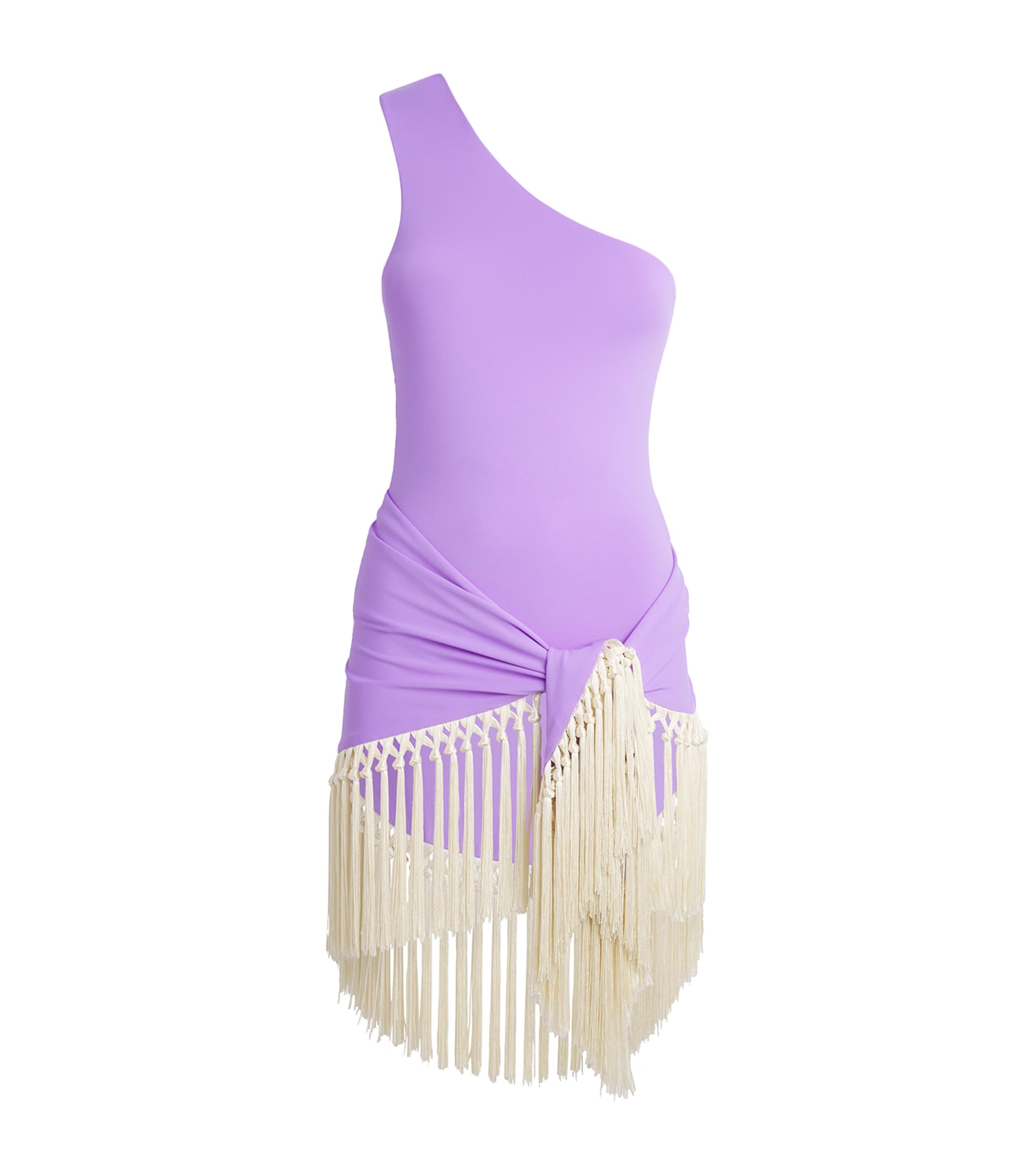 Taller Marmo Womens Pareo-Detail Yacare Swimsuit Lavender Ivory Image 1