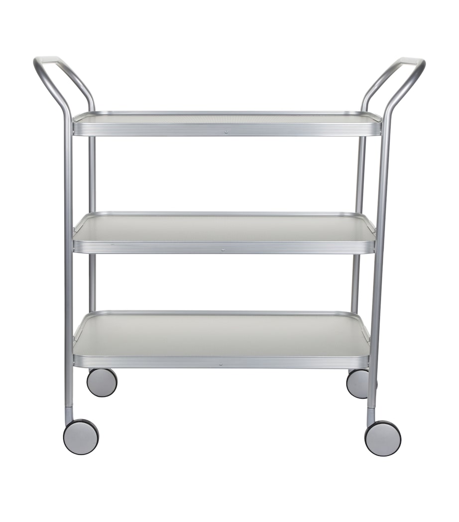 Aluminium Diamond-Embossed Three-Tiered Trolley SILVER Image 1