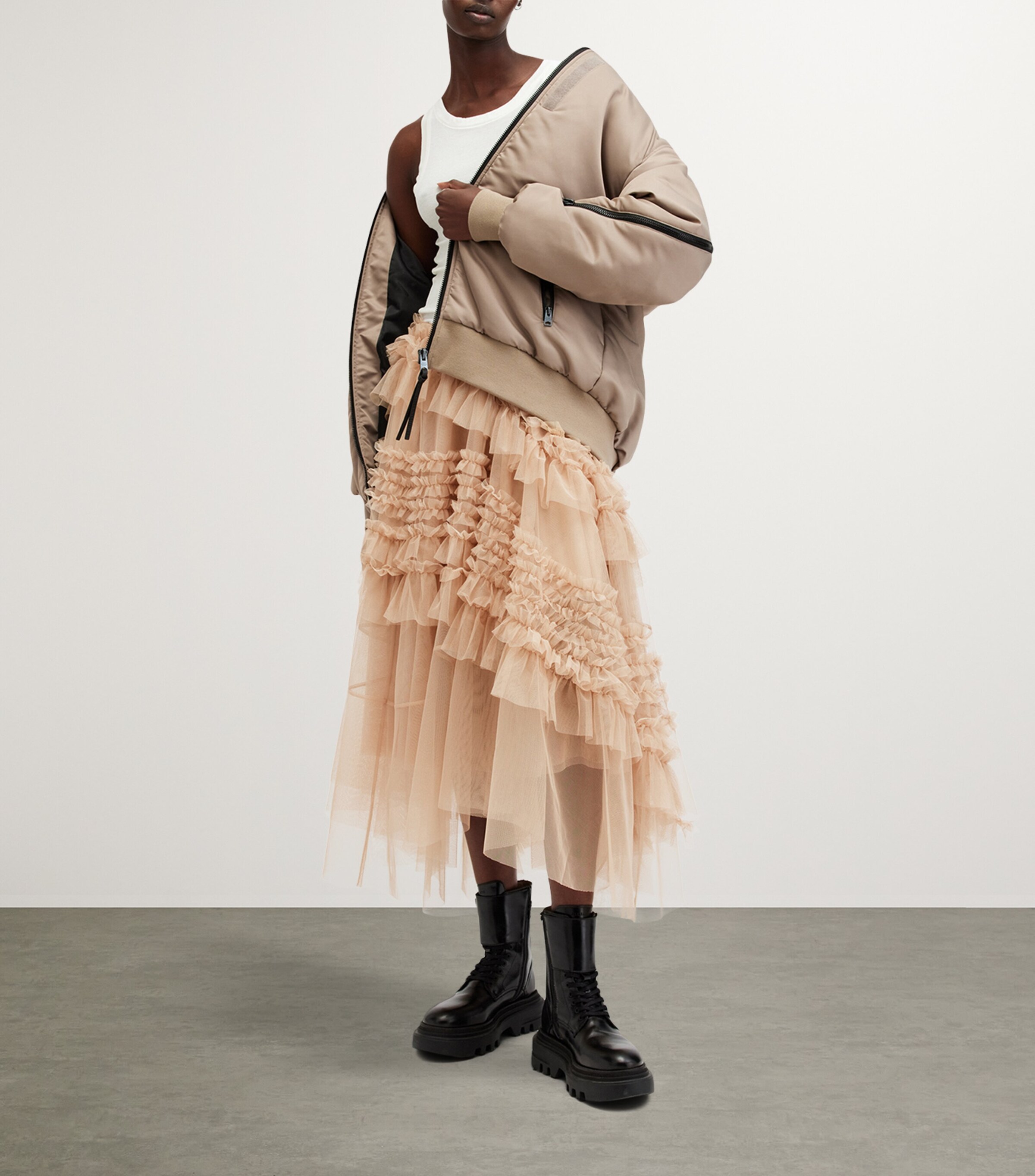 フリルが可愛い AllSaints JEN TULLE チュールスカート AllSaints Tulle Jen Skirt | Harrods US