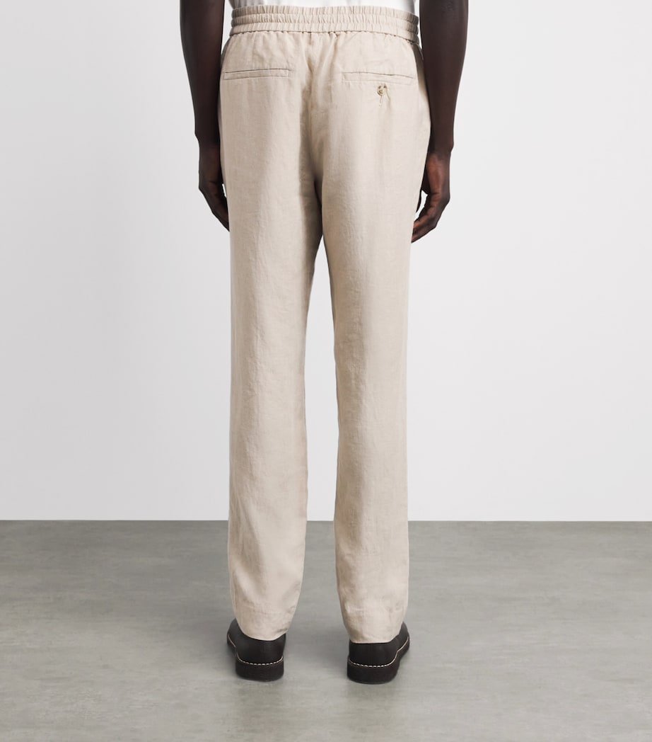 Vince Mens Linen Drawstring Straight Trousers Pumice Rock Image 5