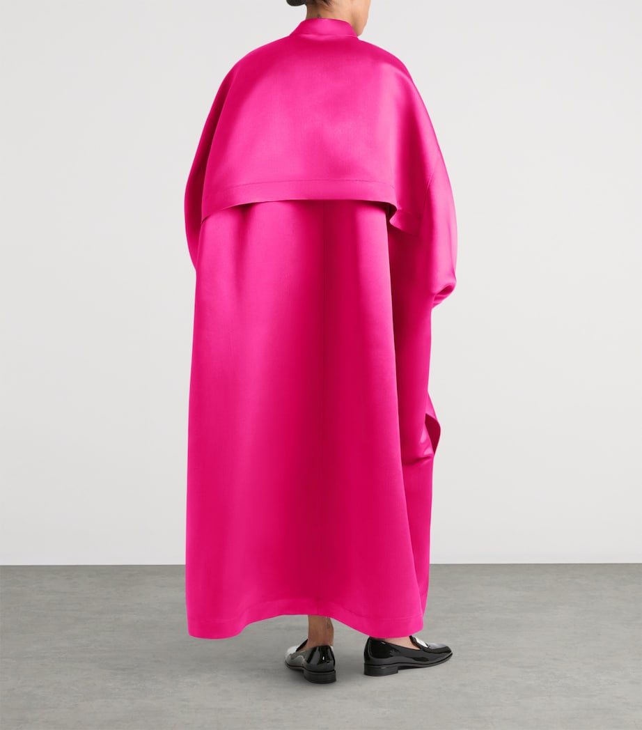Silk Oversized Maxi Shirt Dress FUCHSIA Image 3