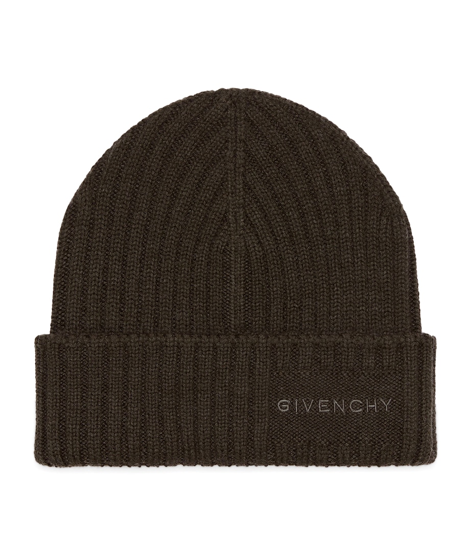 Wool Rib-Knit Beanie KHAKI Image 1