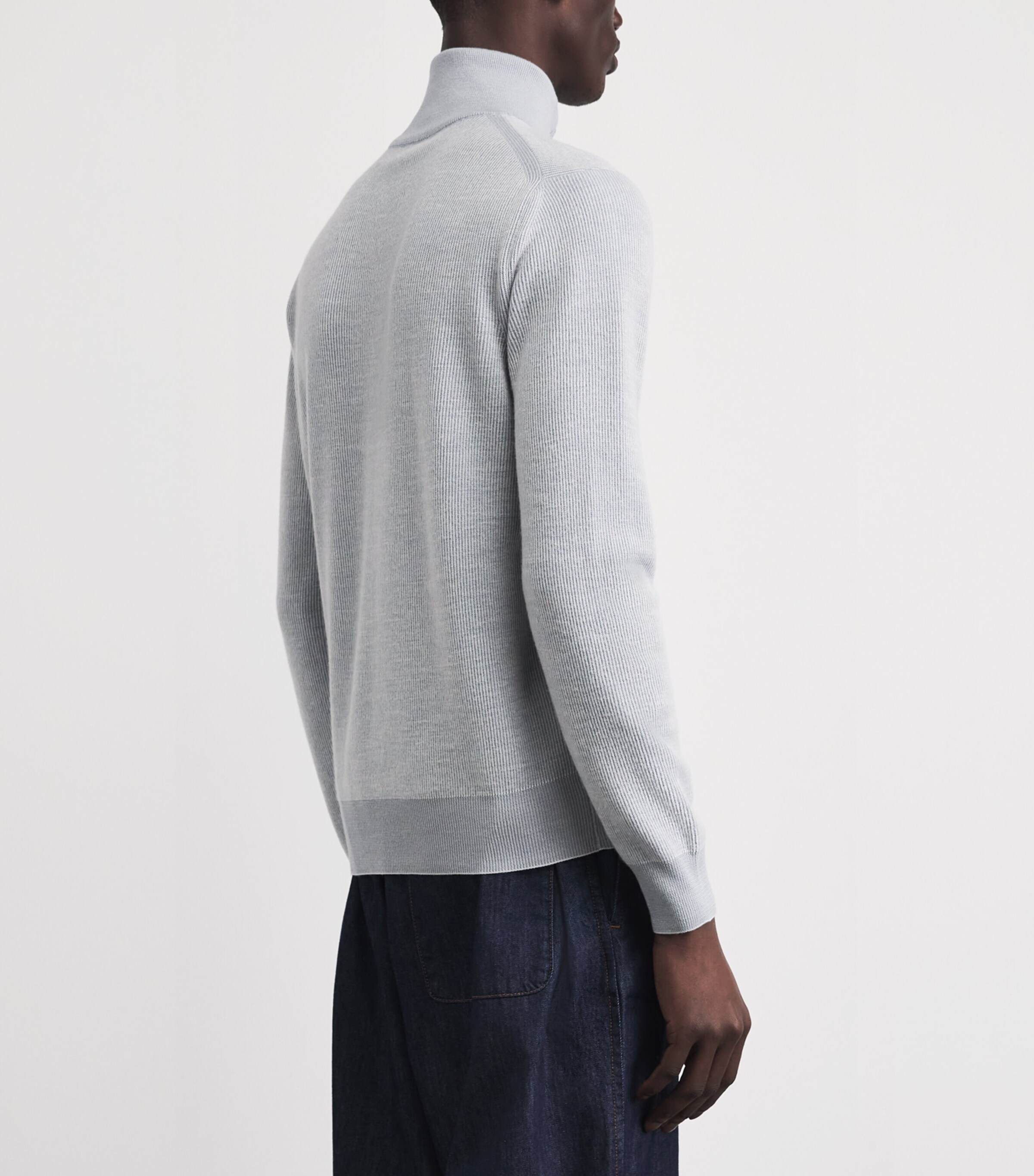 Brioni Mens Cashmere-Wool Half-Zip Sweater Image 5