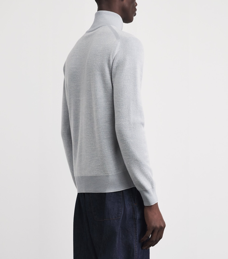 Brioni Mens Cashmere-Wool Half-Zip Sweater Image 5
