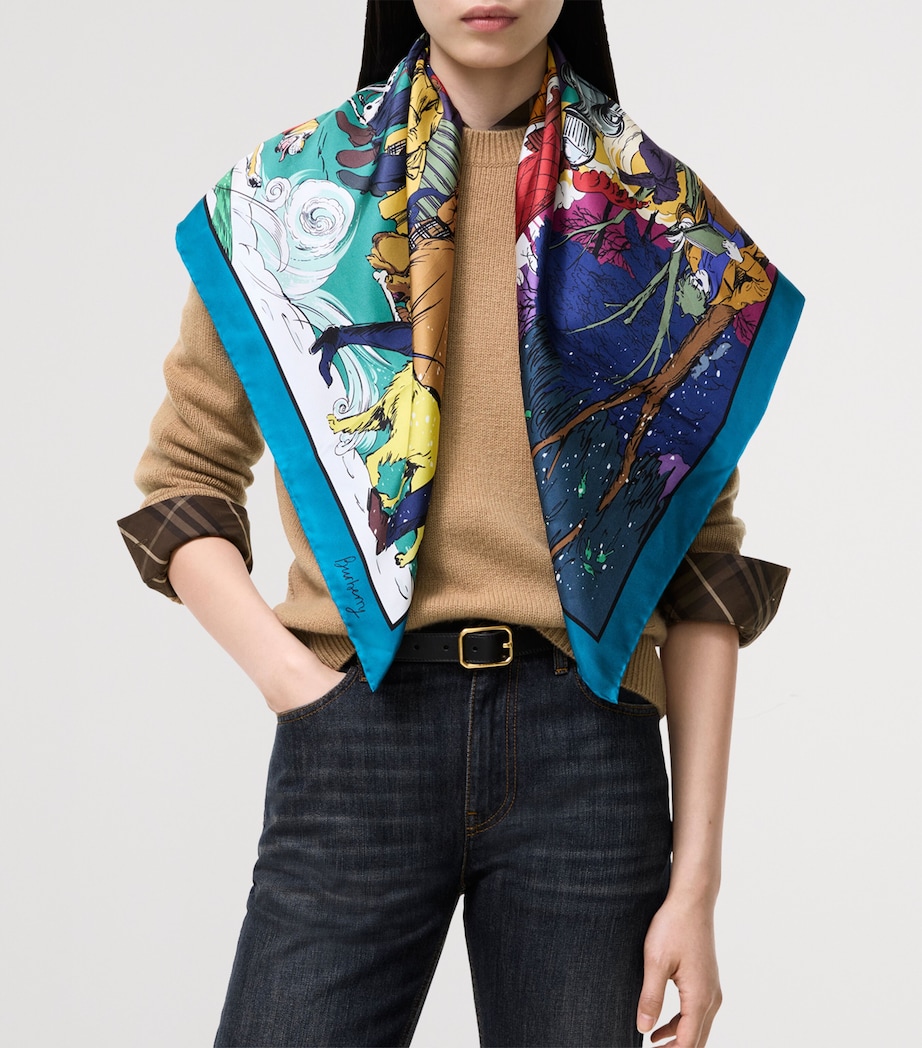 Burberry Silk London Park Scarf Bright Teal Image 2