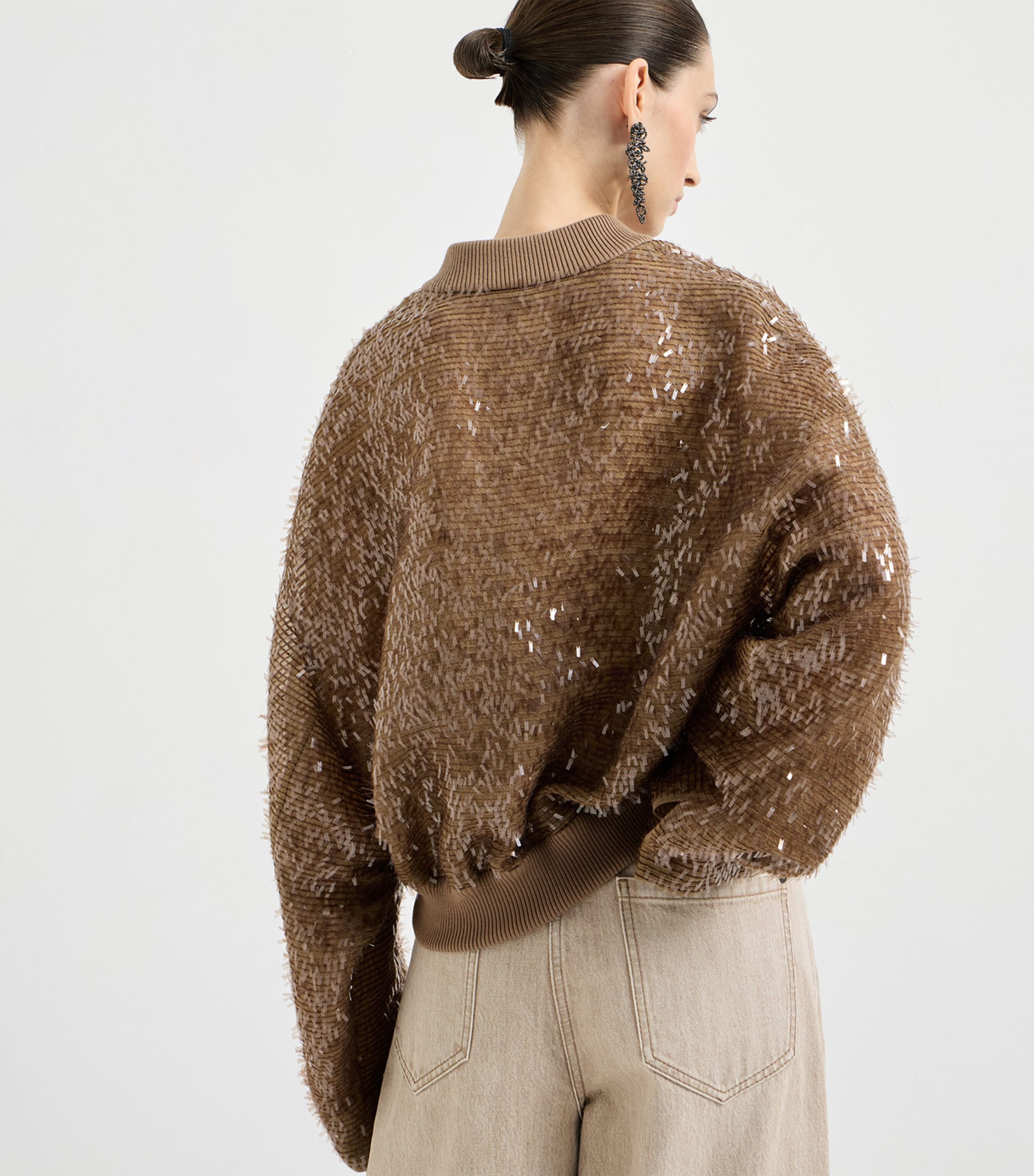 Brunello Cucinelli Womens Embellished Bomber Jacket Image 4