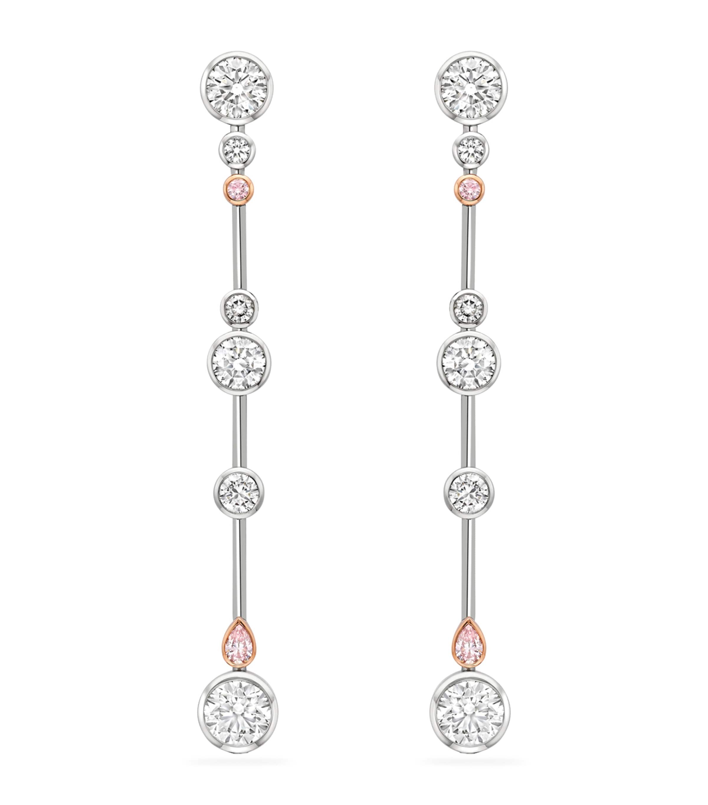 Platinum, Rose Gold and Diamond Raindance Earrings SILVER Image 1