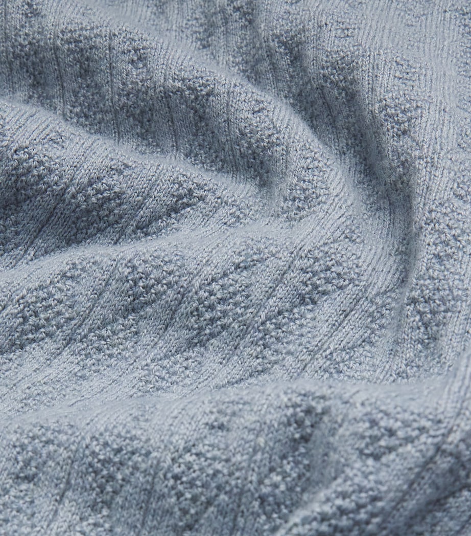 Cotton-Cashmere Diamond Polo Shirt GREY BLUE Image 5