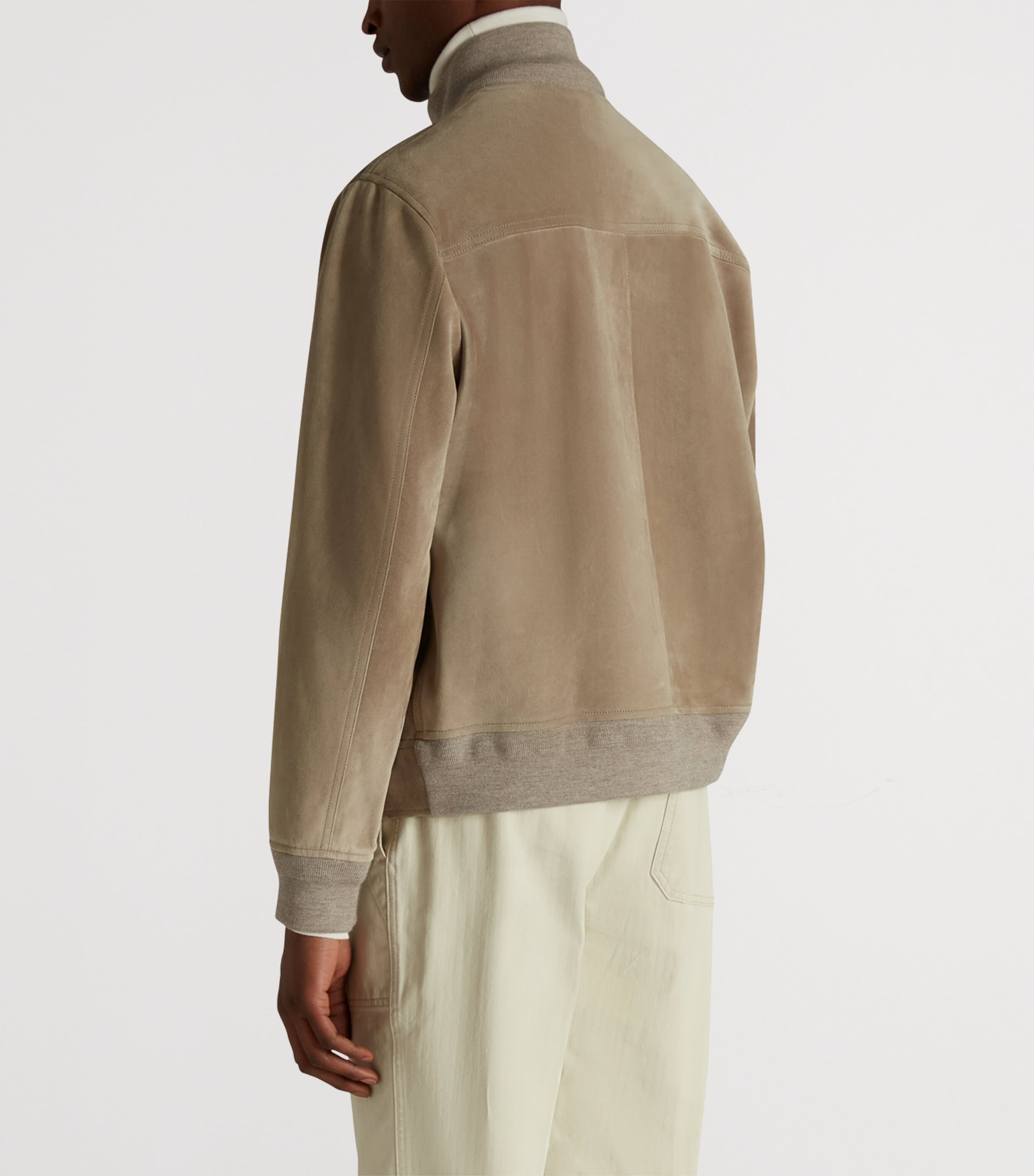 Suede Harrington Jacket 050LIGHT GREY Image 4