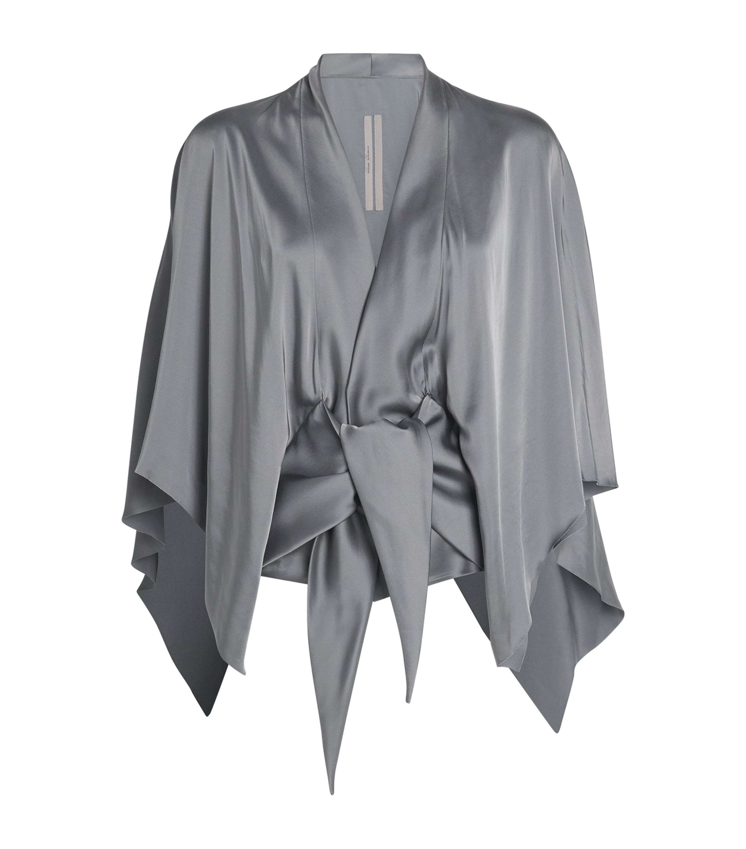 Rick Owens Womens Washed Indigo Half Moon Draped Satin Top In Gray