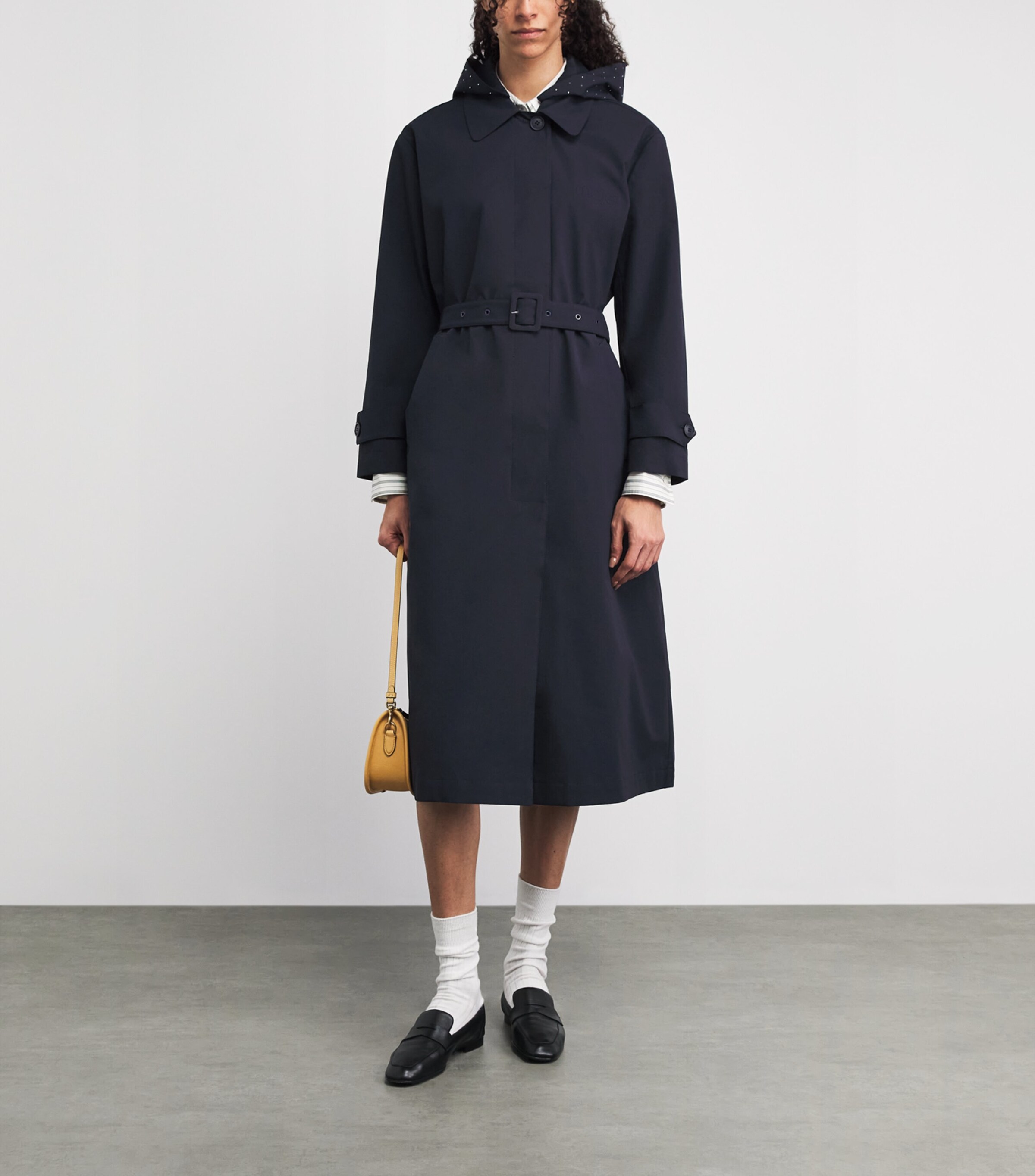 Maje Womens Rhinestone-Detail Trench Coat Navy Image 4