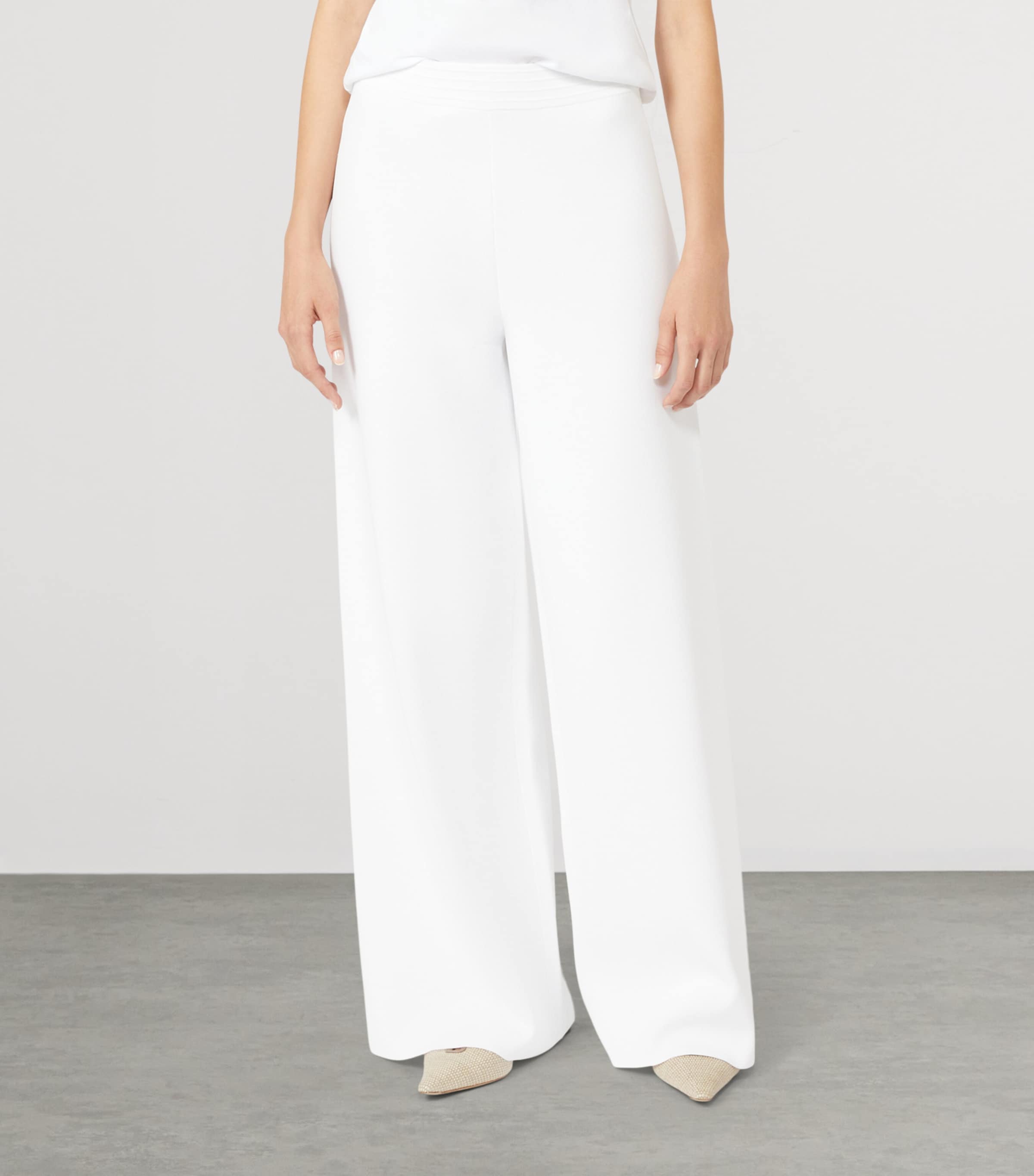 Max Mara Womens Knitted Wide-Leg Trousers Optical White Image 2