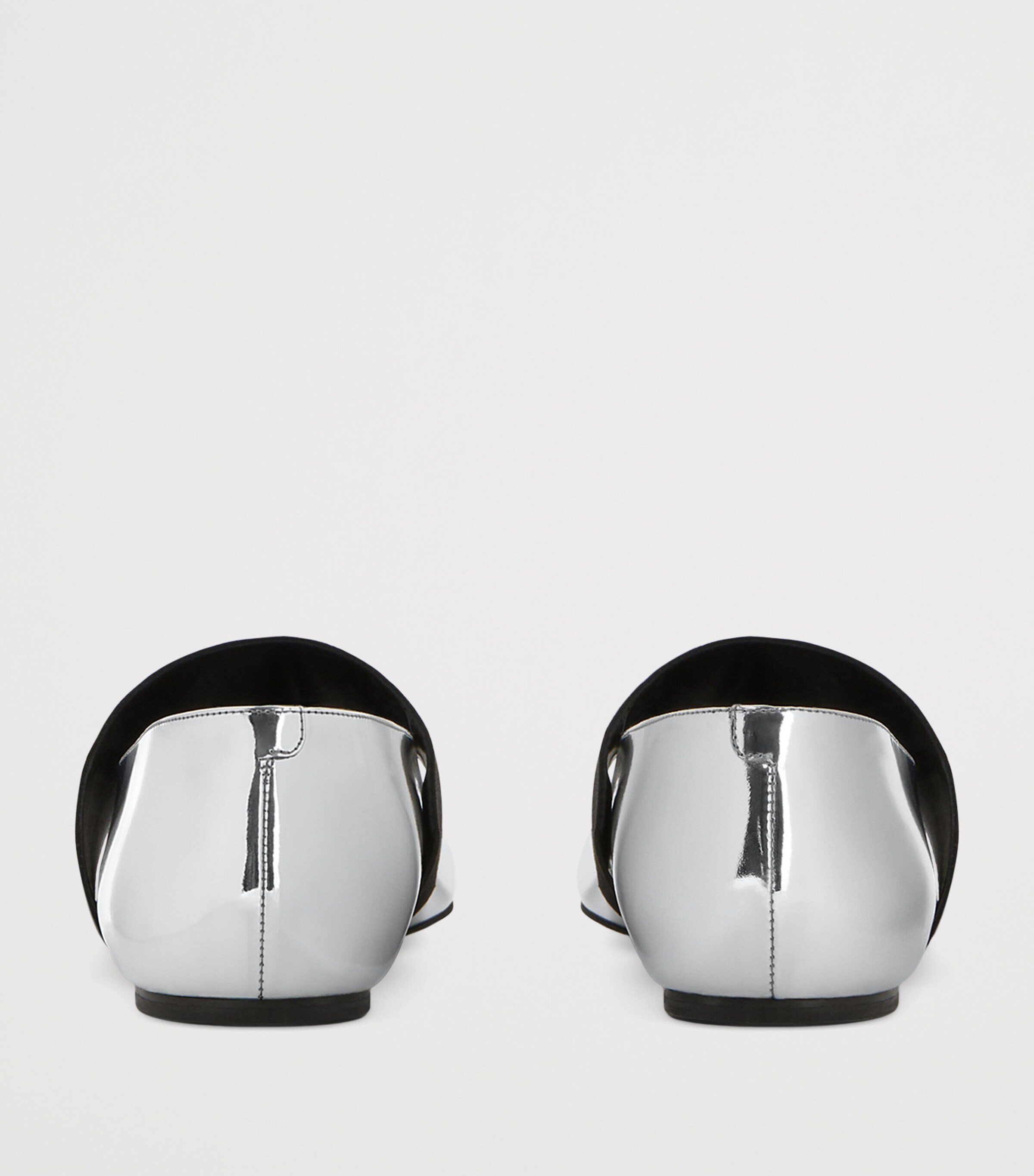 Leather Squared Toe Ballet Flats SILVERY GREY Image 5