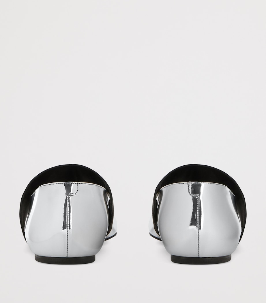 Leather Squared Toe Ballet Flats SILVERY GREY Image 5