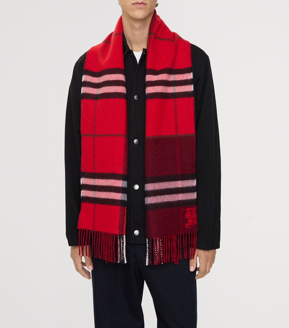 Cashmere Contrast Check Scarf POST RED/OXBLOOD Image 7