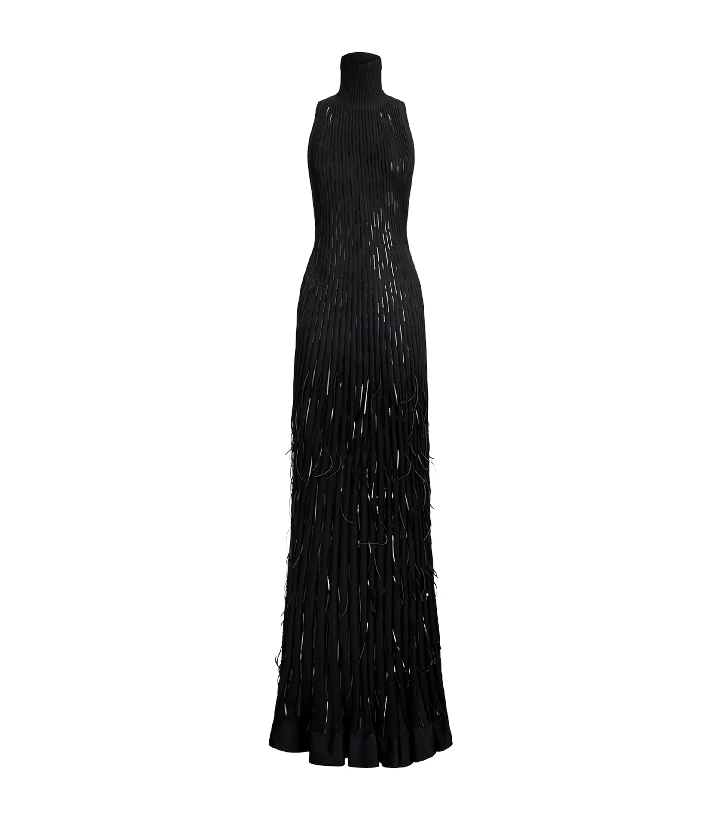 Ralph Lauren Collection Mulberry Silk Embellished Maxi Dress Black