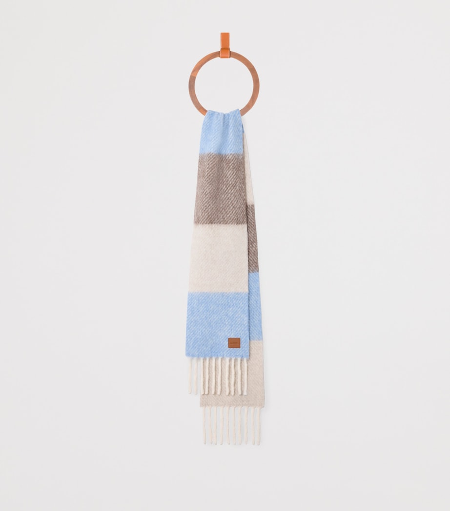 Brushed Alpaca-Wool Stripe Fringe Scarf LIGHT BLUE Image 2
