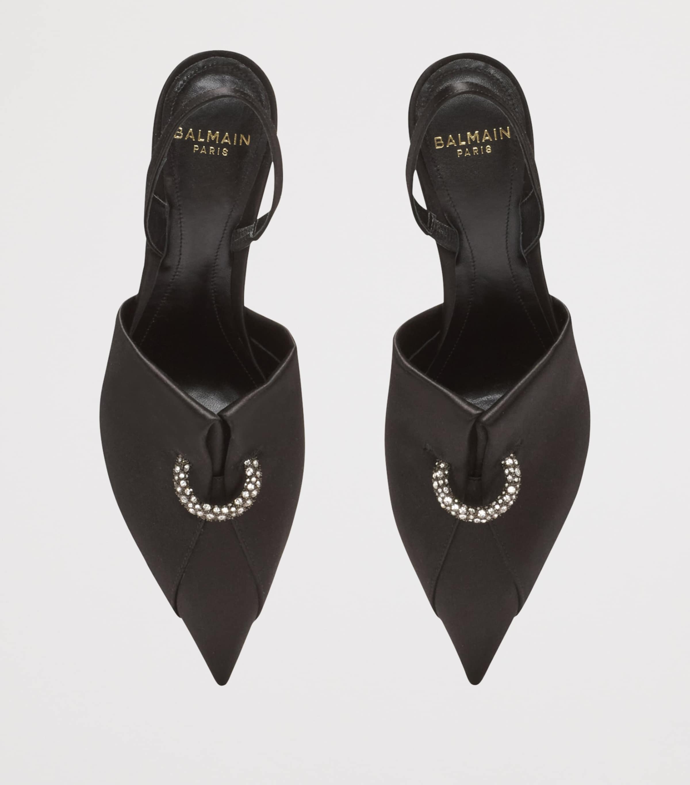 Satin Pierced Slingback Heeled Mules 75 0PA NOIR Image 4