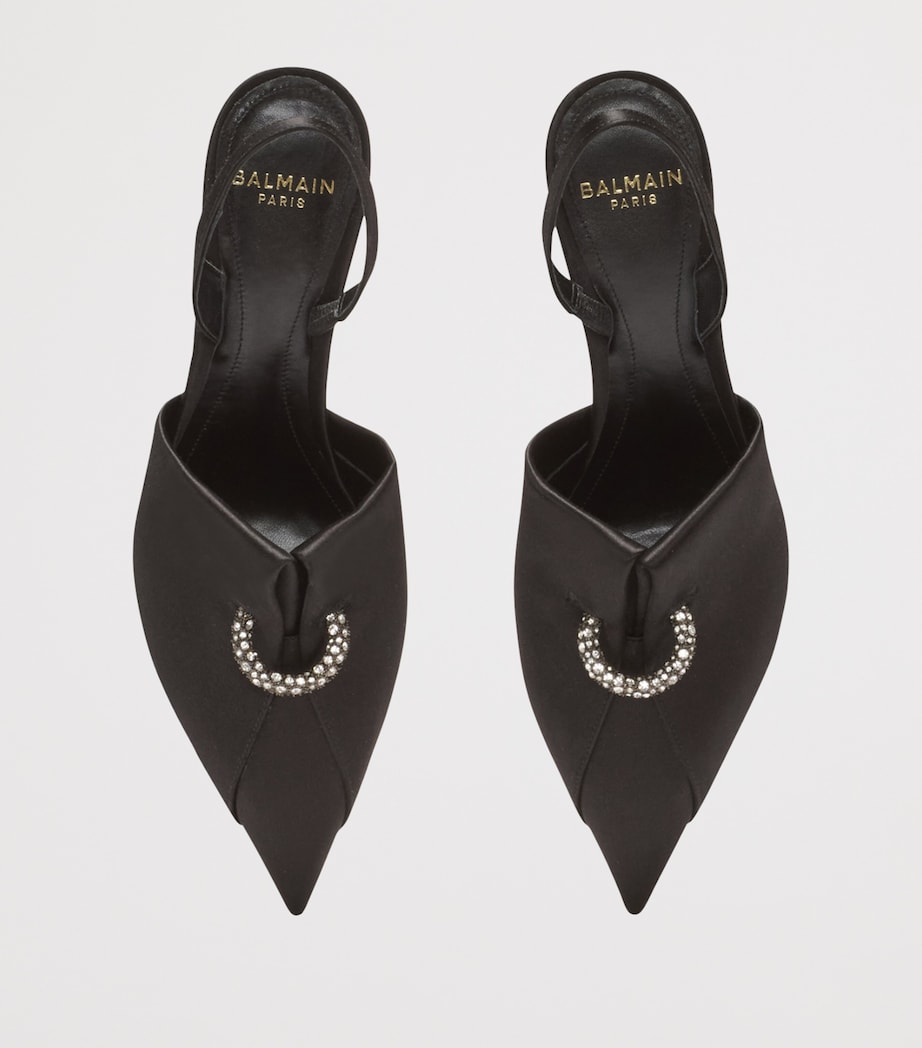 Satin Pierced Slingback Heeled Mules 75 0PA NOIR Image 4