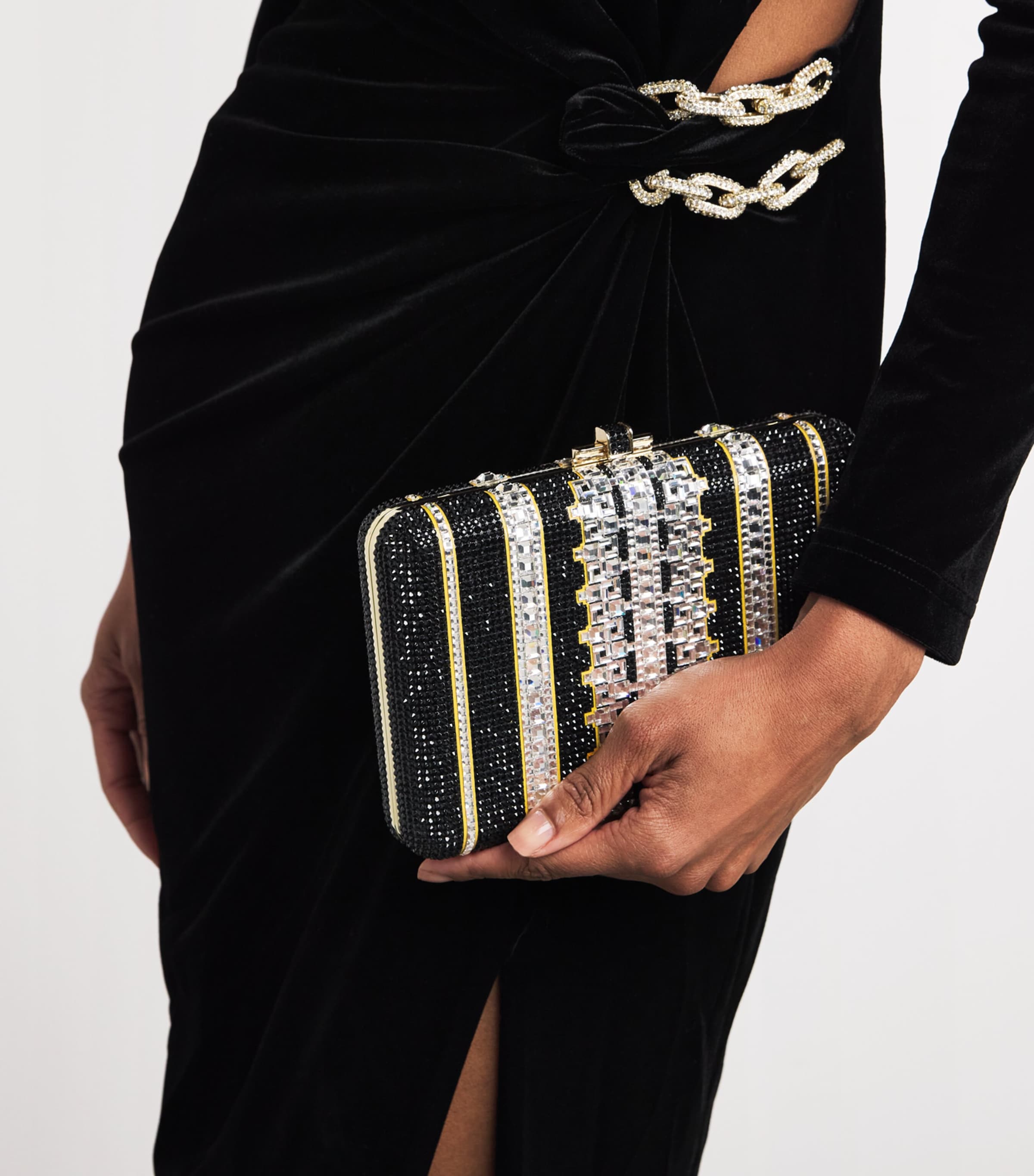 Crystal Lattice Slim Slide Clutch Bag CJTMT SILVER JET MLT Image 5