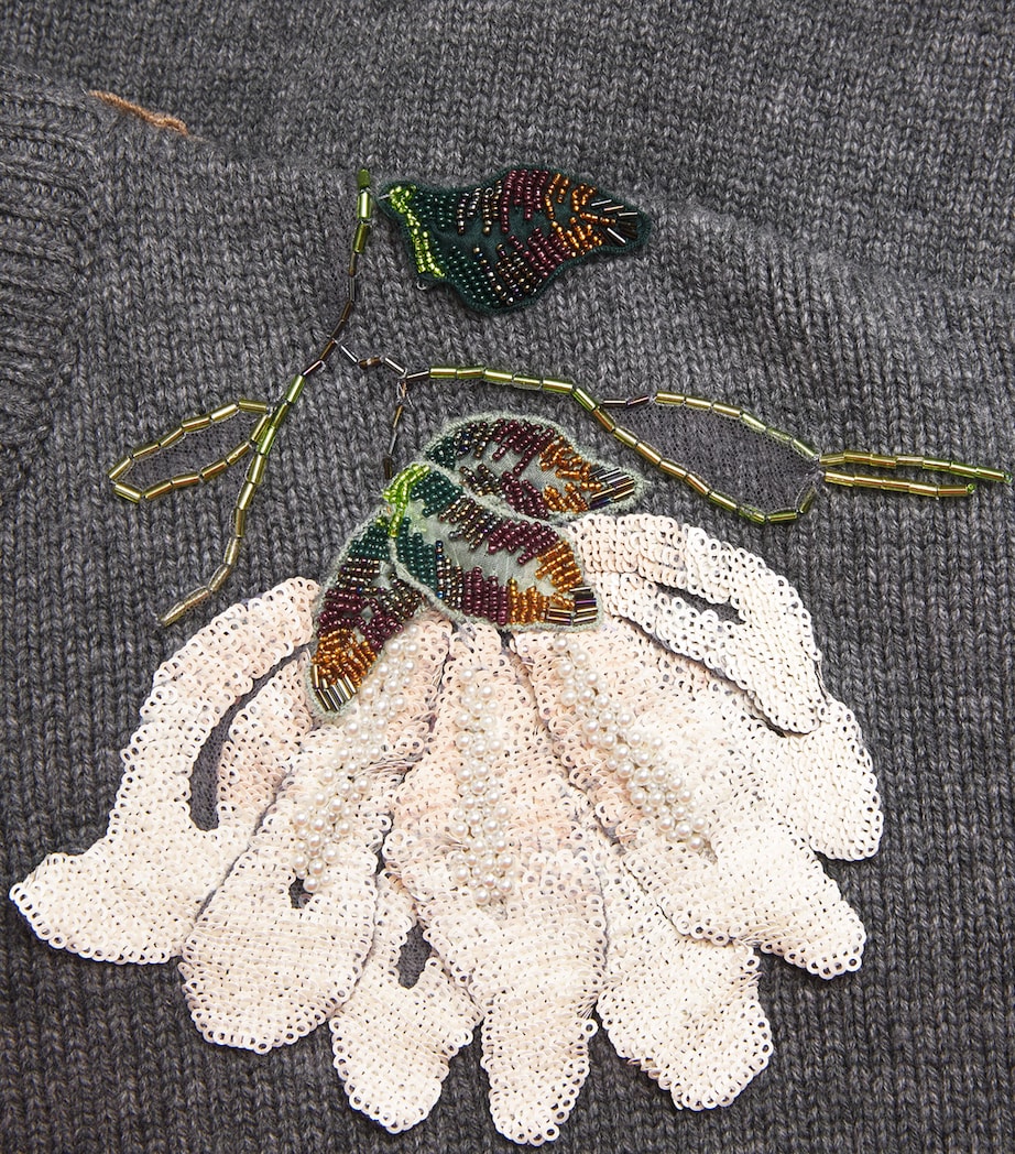 Embellished Wool-Cashmere Dawna Sweater NICKEL MELANGE Image 5