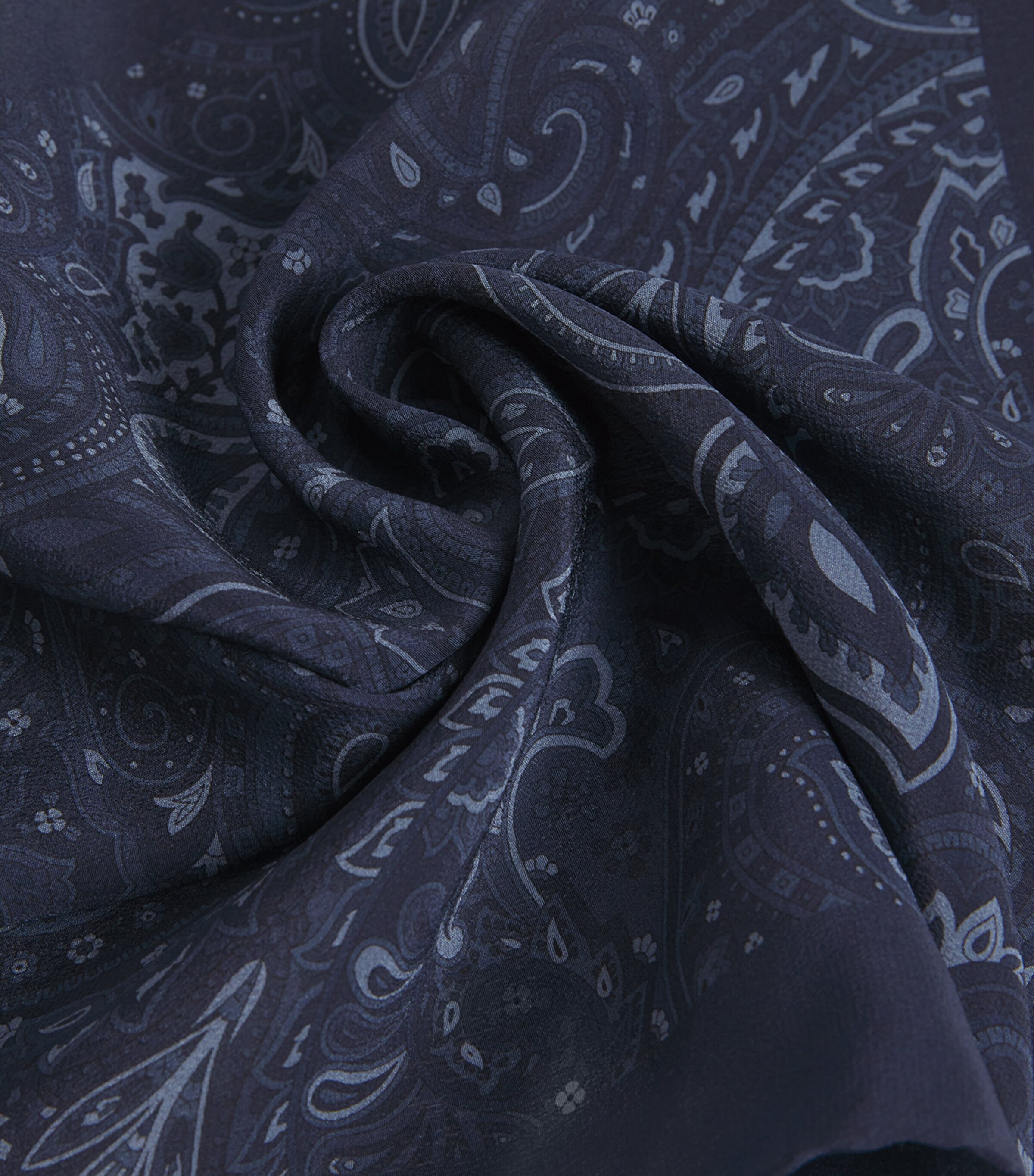 Mulberry Silk Paisley Pocket Square NAVY Image 4