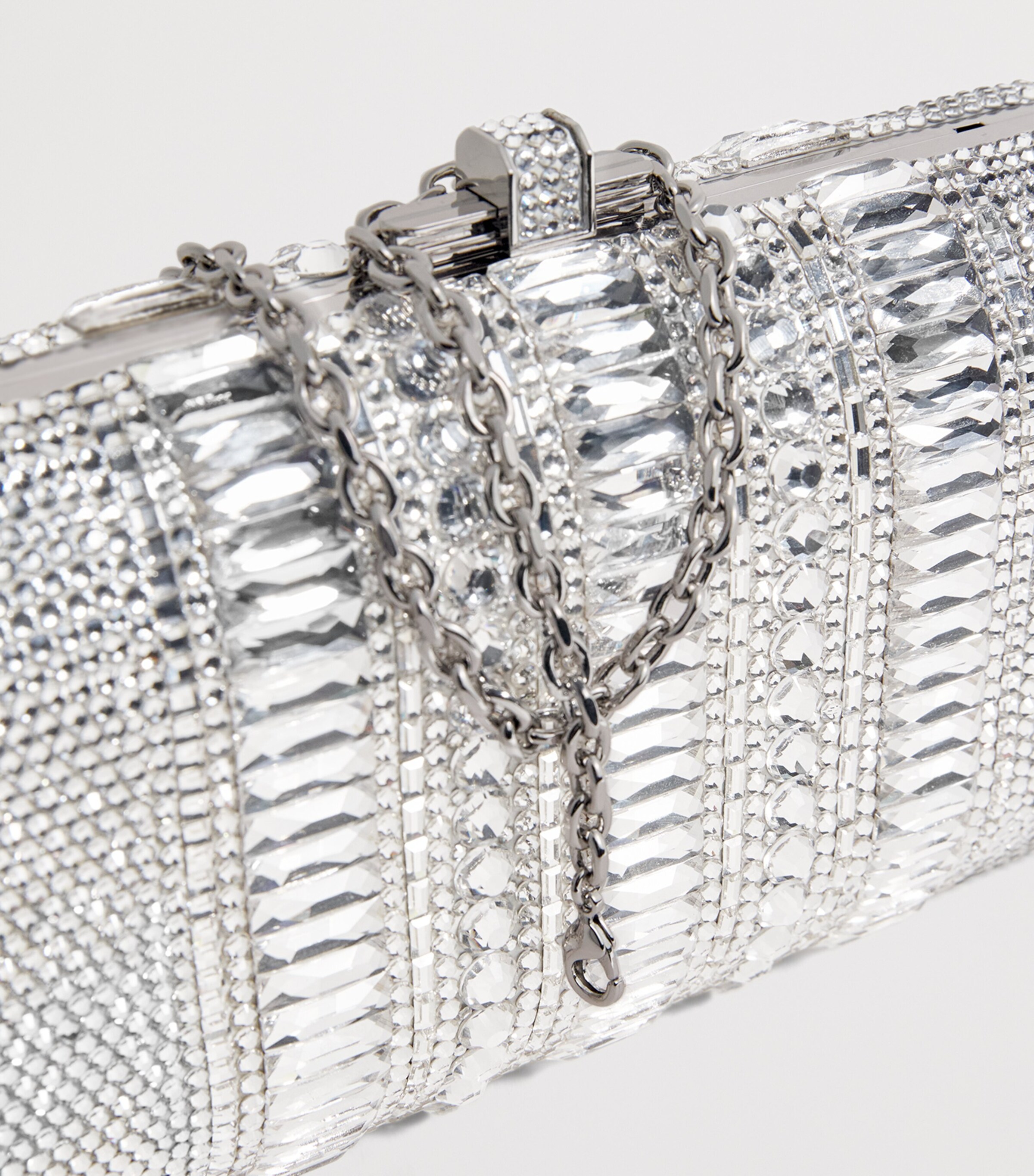 Judith Leiber Crystal-Embellished Long Slide Clutch Bag Srhmt Slvr Rhne Mlti Image 6