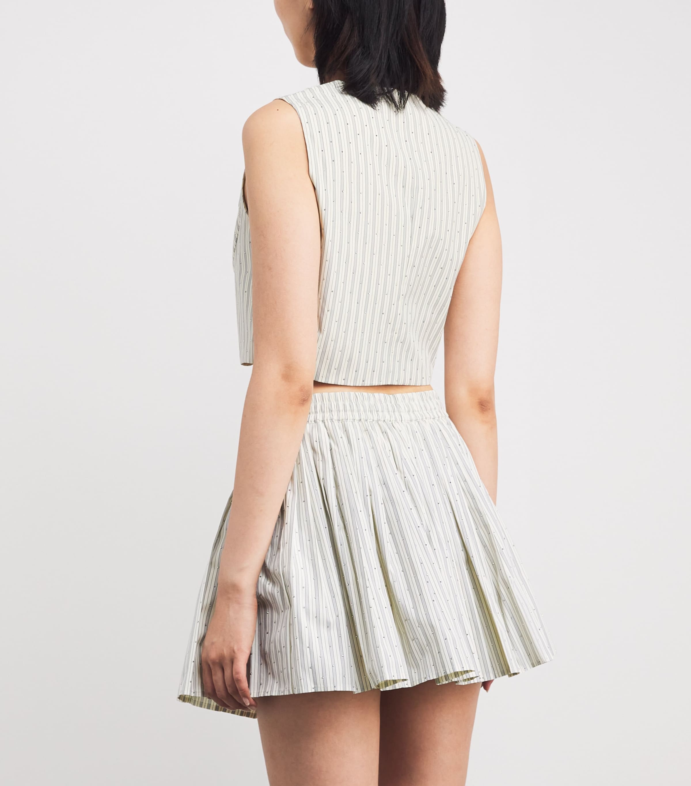 Embellished Stripe Crop Top ECRU Image 4