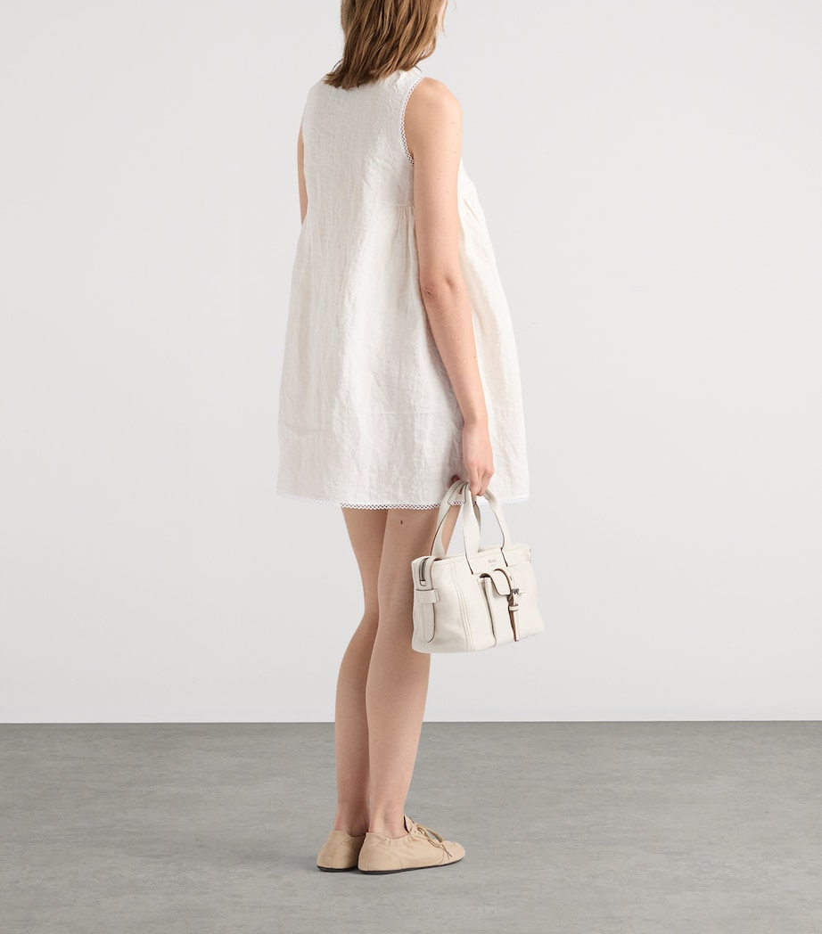 Prada Womens Linen Canvas Mini Dress White Image 4