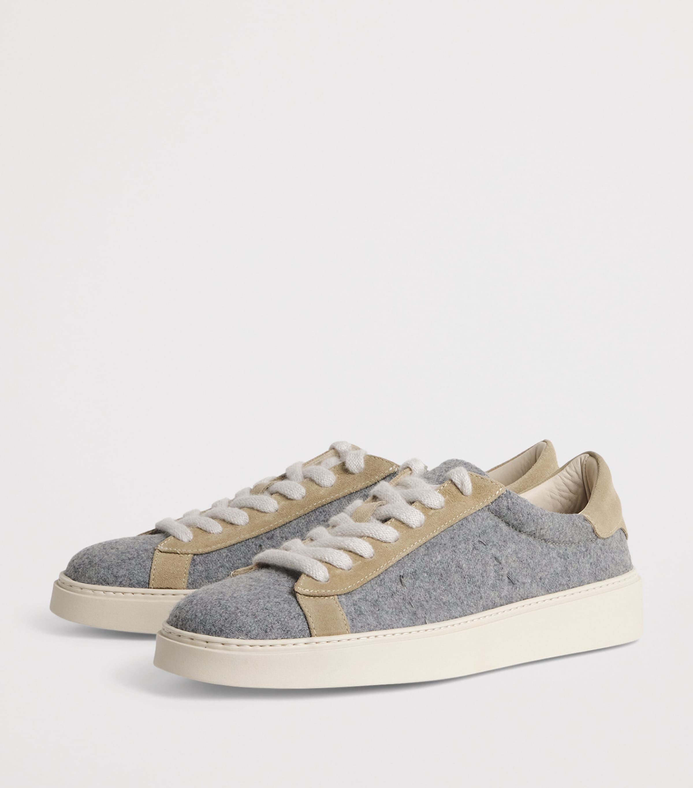 Wool Suede-Trim Sneakers GRIGIO MEDIO, SABBIA Image 3