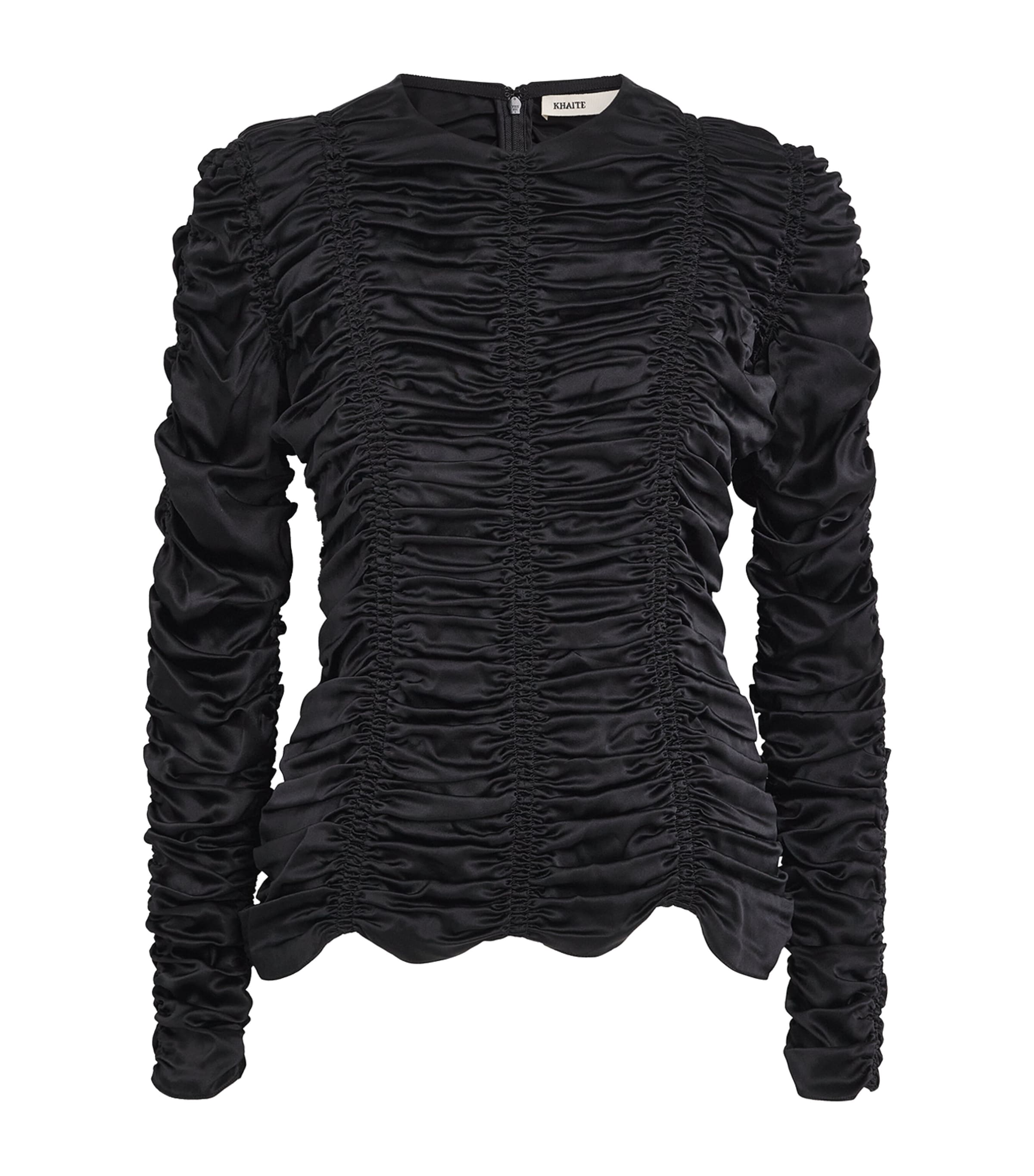 Khaite Womens Silk Charmeuse Rory Blouse Black Image 1