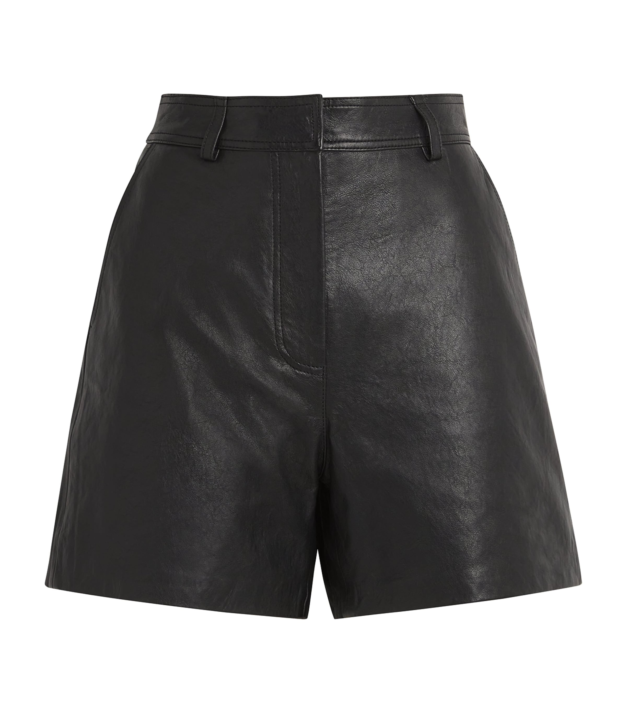 Weekend Max Mara Virgola Leather Shorts In Black