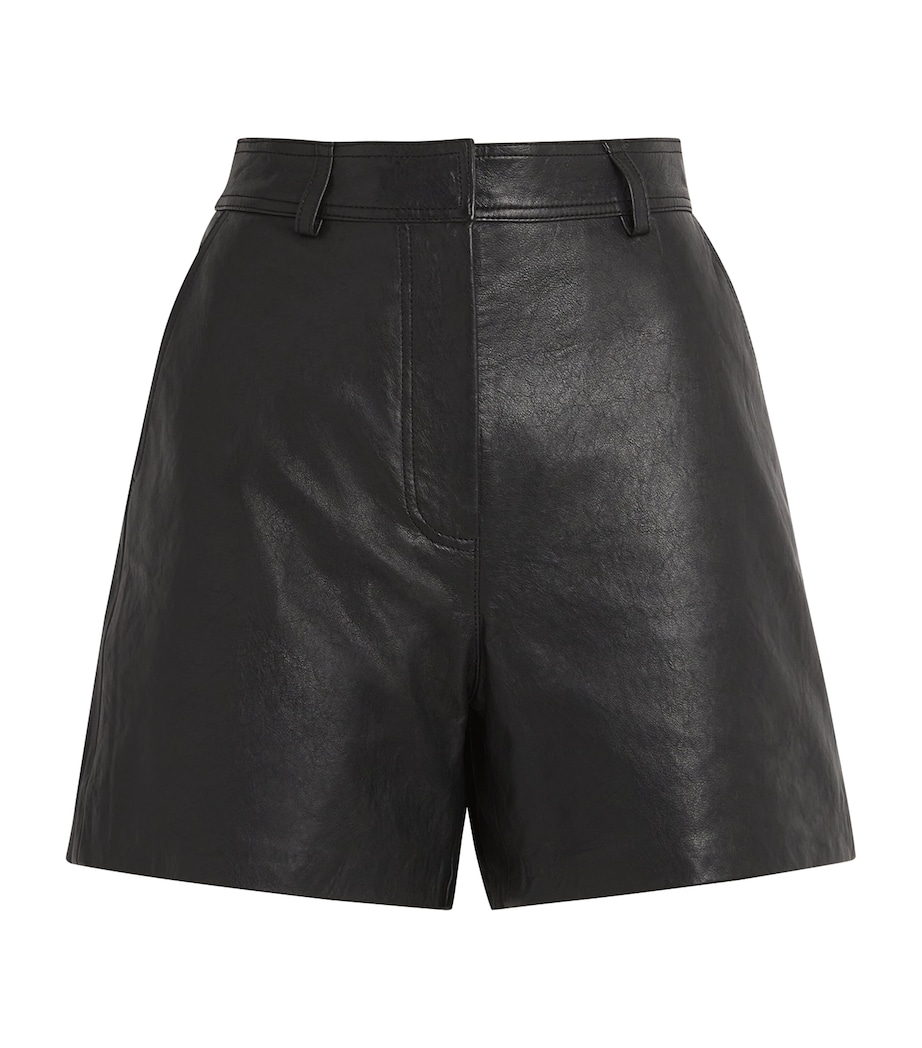 Weekend Max Mara Womens Leather Straight Shorts Black Image 1