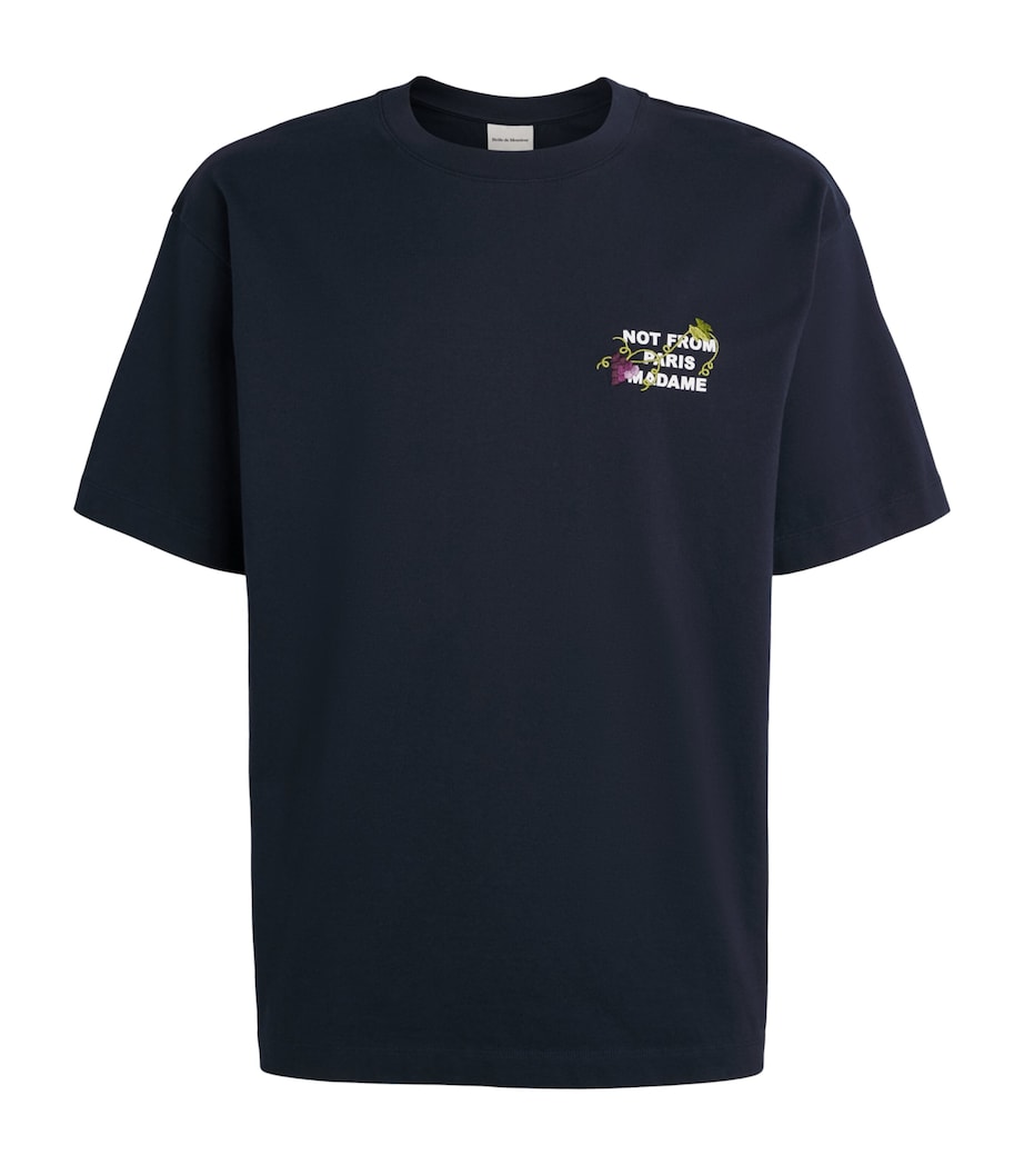 Drôle de Monsieur Mens Cotton Vine Slogan T-Shirt Navy Image 1