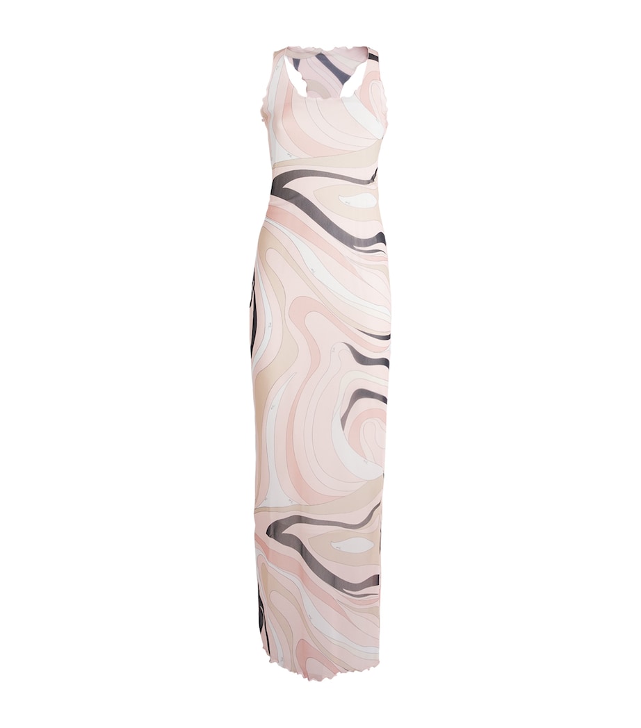 PUCCI Womens Tulle Marmo Maxi Dress Nude Image 1
