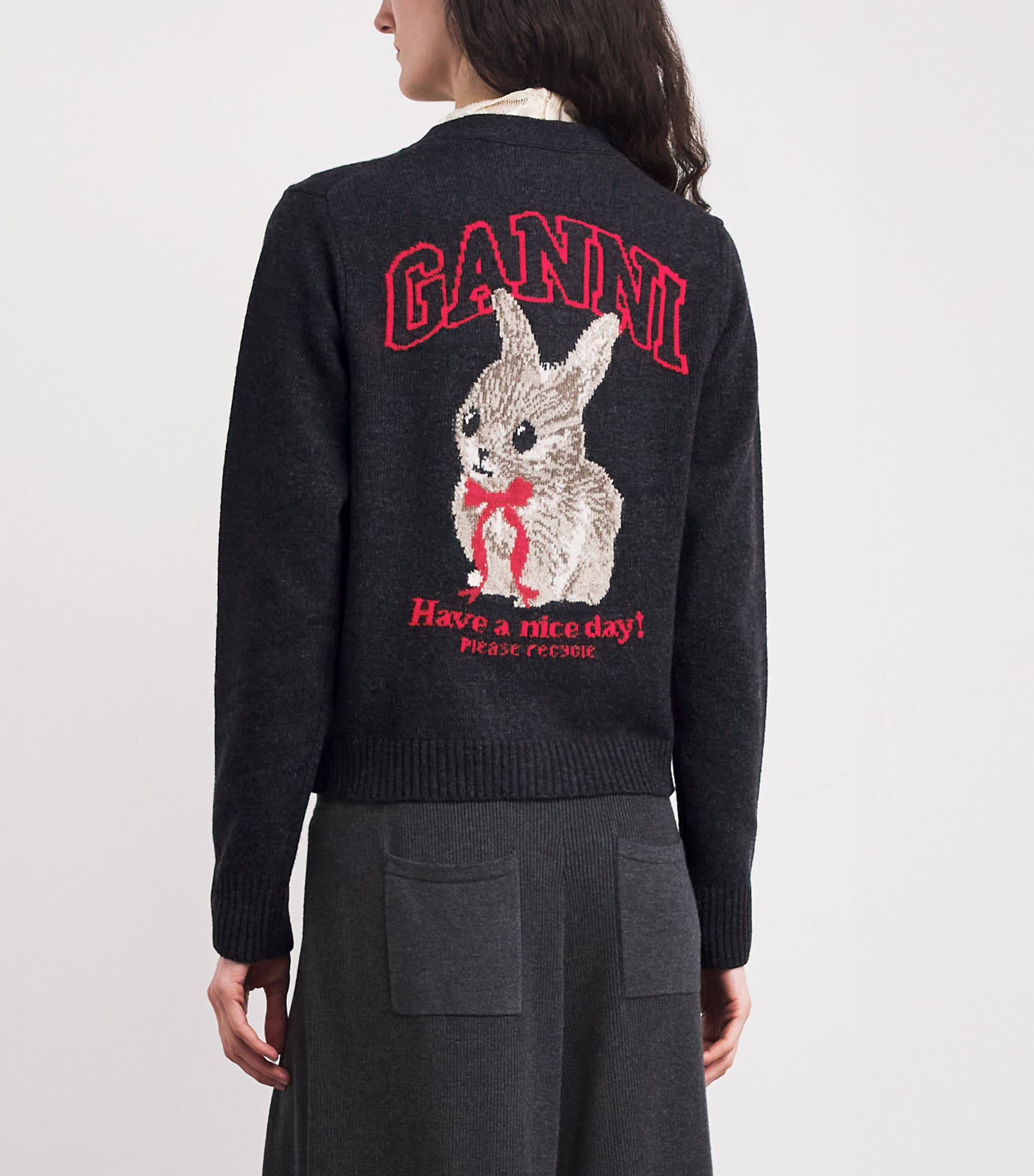 Wool-Blend Bunny Jacquard Cardigan 252 PHANTOM Image 4