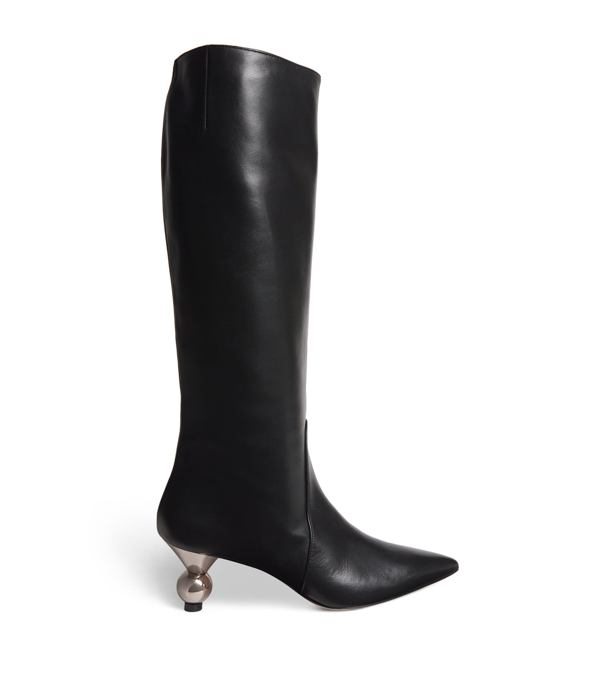 Shop Weekend Max Mara Leather Knee-high Boots In Black