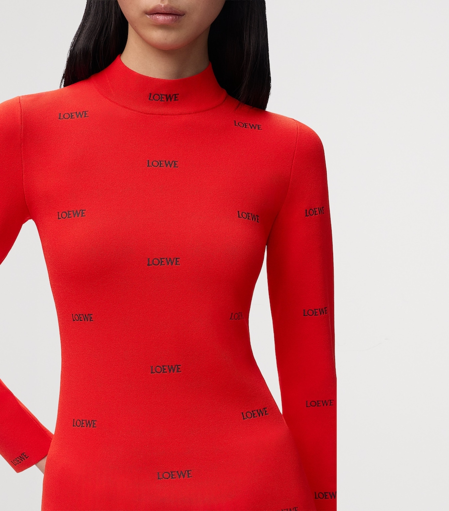LOEWE Womens All-Over Logo Top Red Image 5