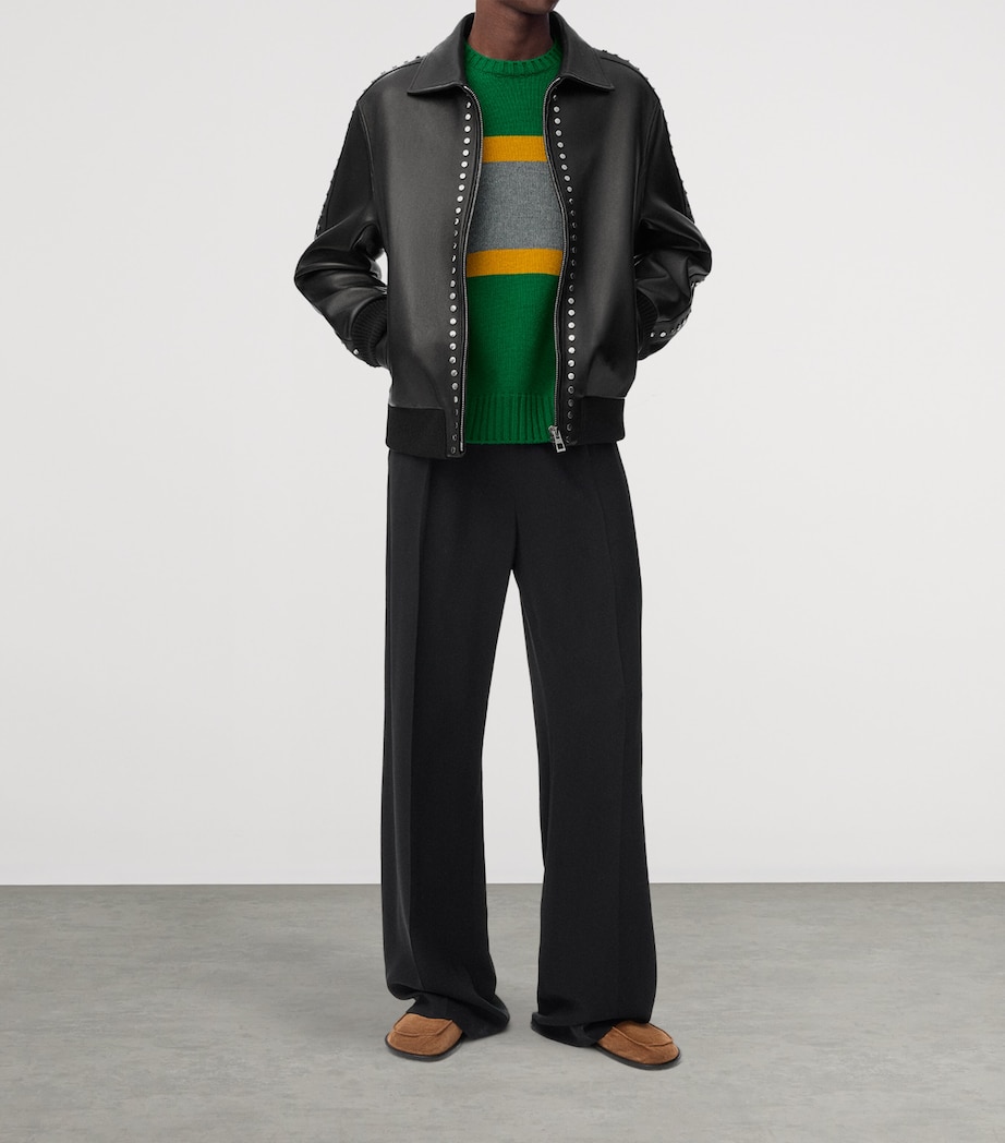 Wool Stripe Sweater GREEN/GREY Image 2