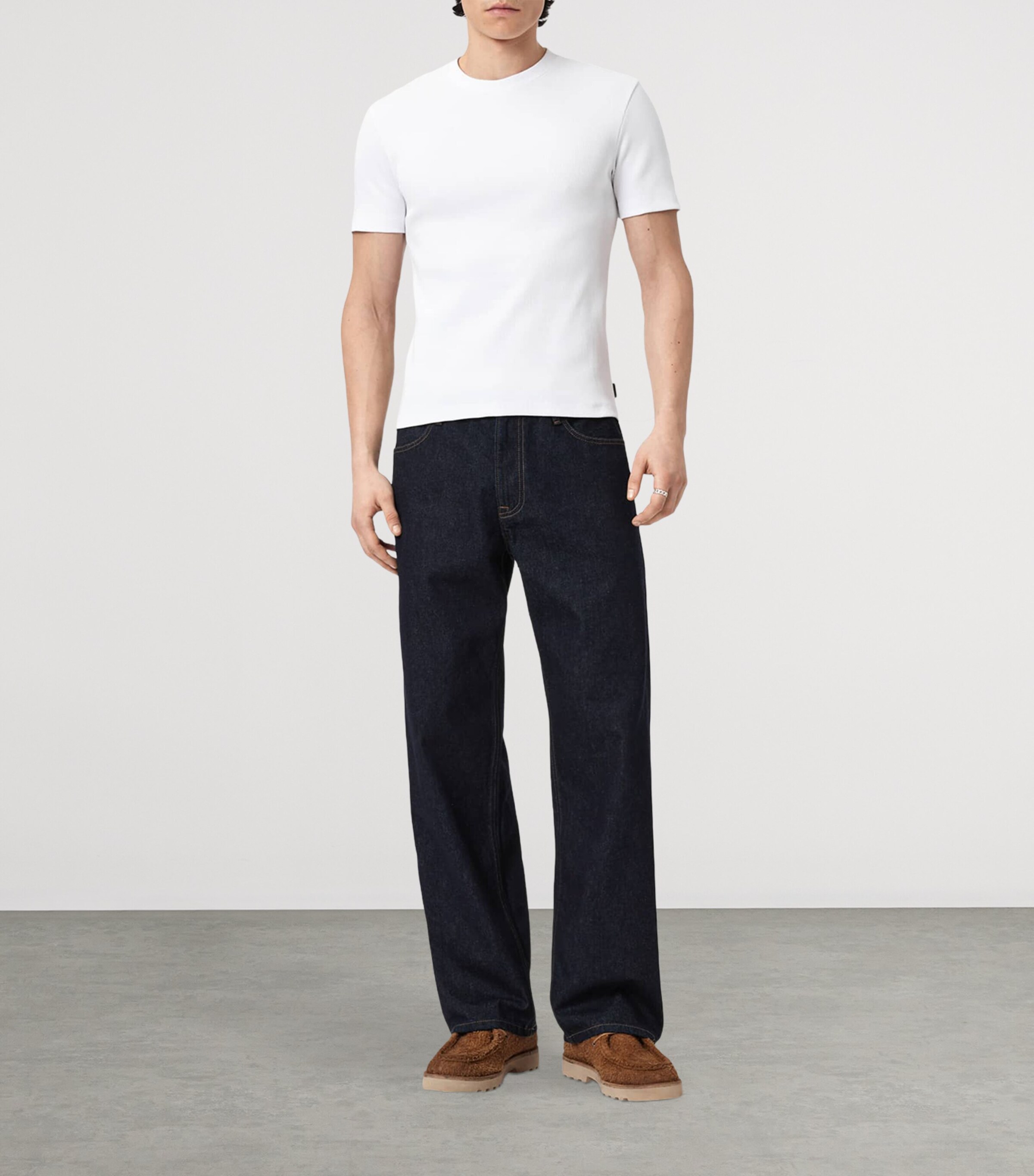AllSaints Mens Organic Cotton-Blend Theo T-Shirt Optic White Image 2