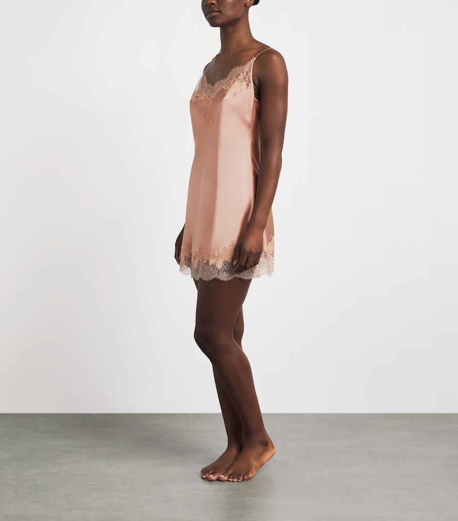 Carine Gilson Womens Silk Lace-Trim Slip Dress Beige Vision Image 2