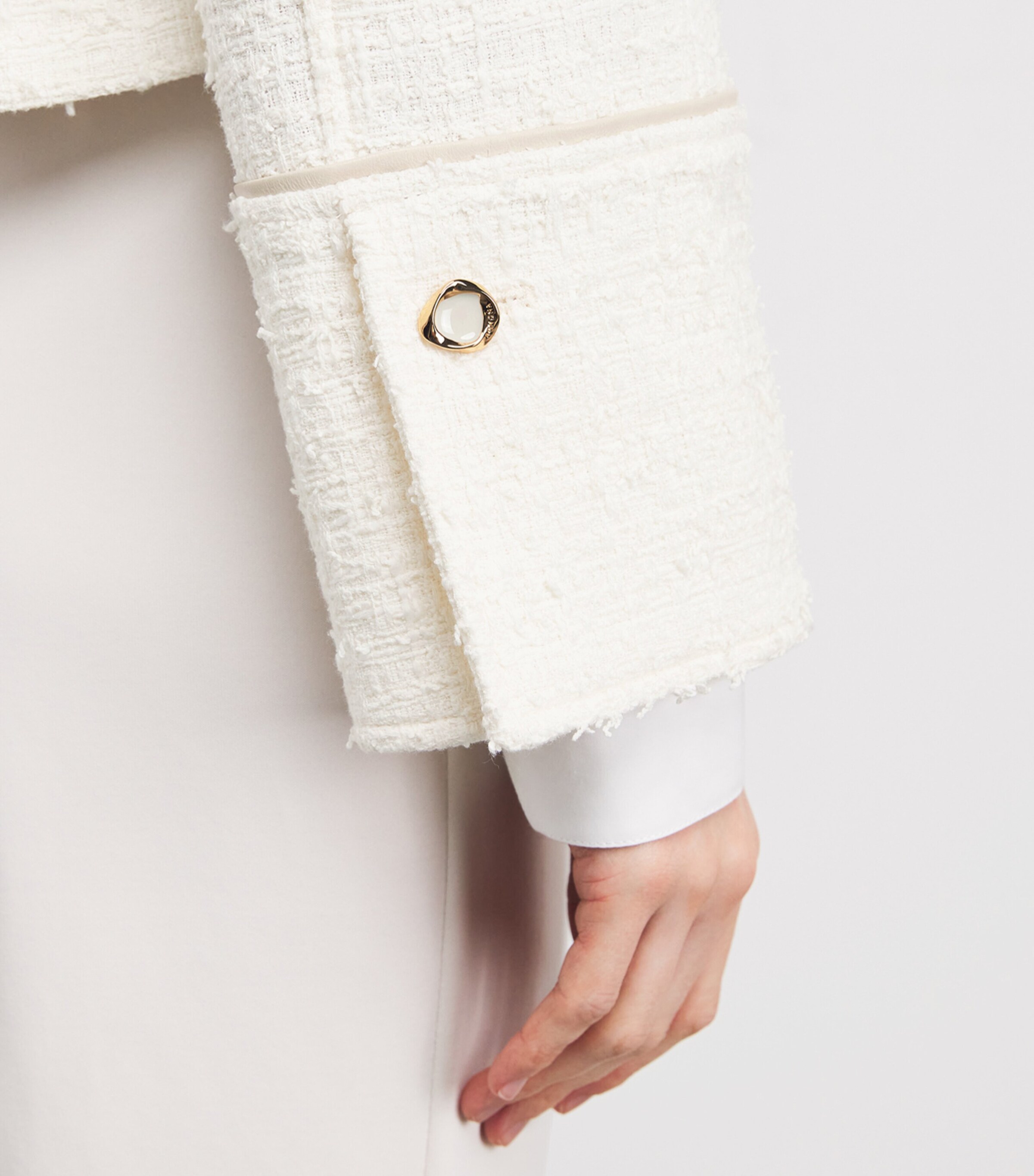 Agnona Womens Tweed Cropped Jacket Ivory Butter Image 6