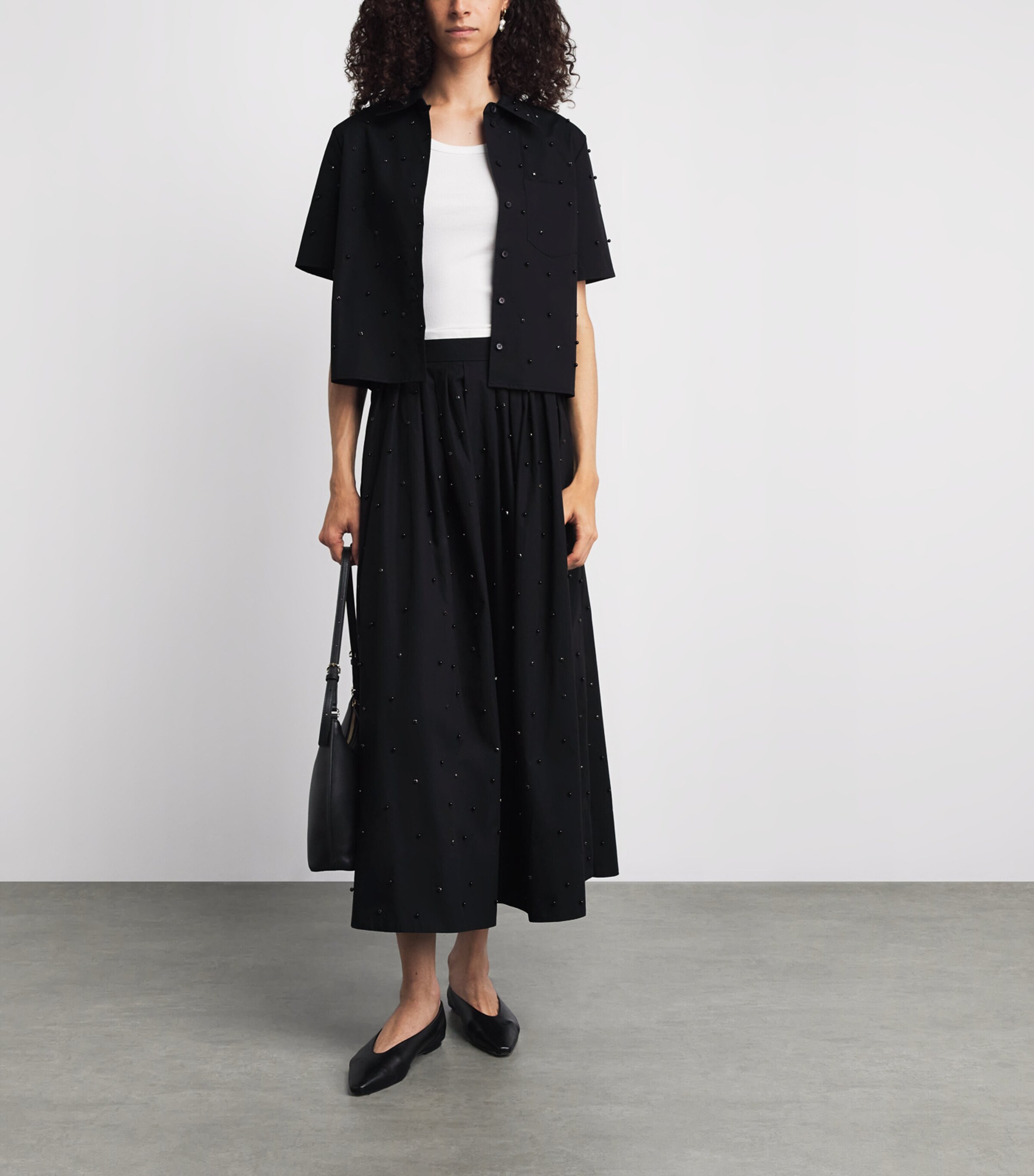 Maje Womens Cotton Embellished Shirt Black Image 2