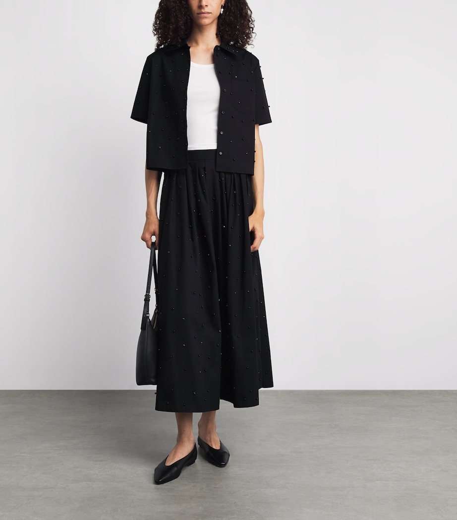 Maje Womens Cotton Embellished Shirt Black Image 2