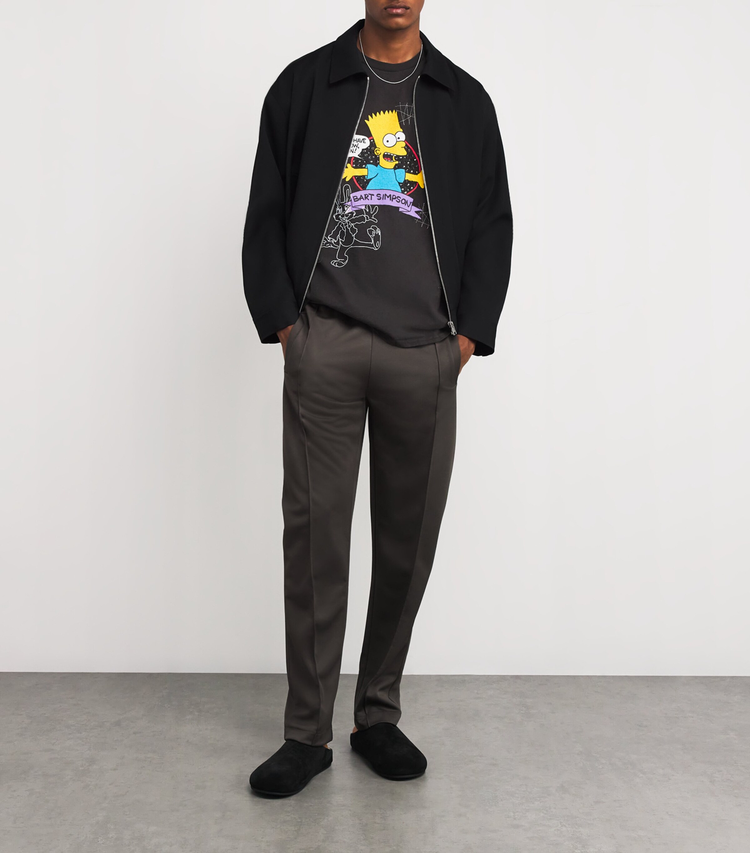 DOMREBEL Mens Cotton Bart Simpson T-Shirt Black Image 2