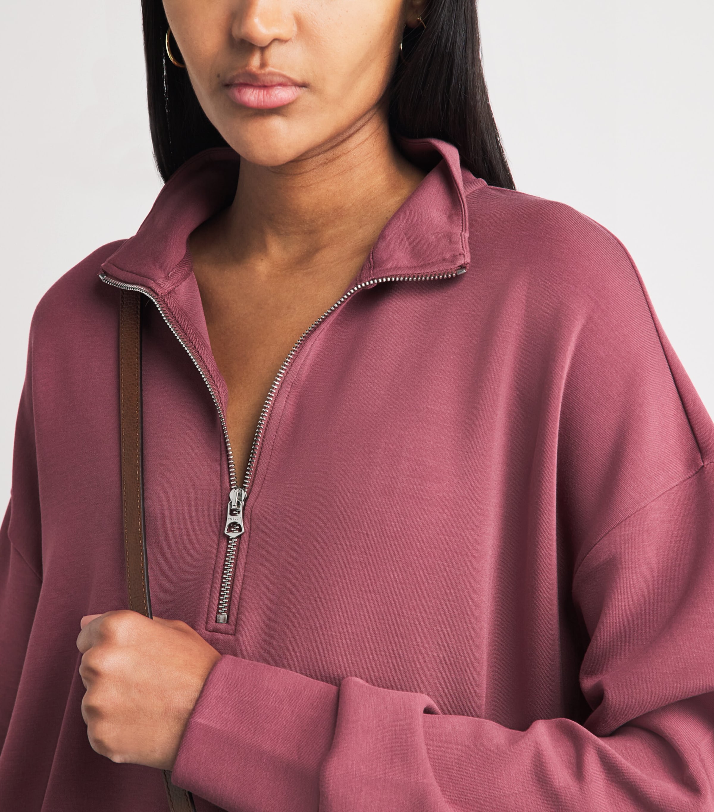 Varley Womens DoubleSoft Mavis Half-Zip Sweatshirt Wild Rhubarb Image 3