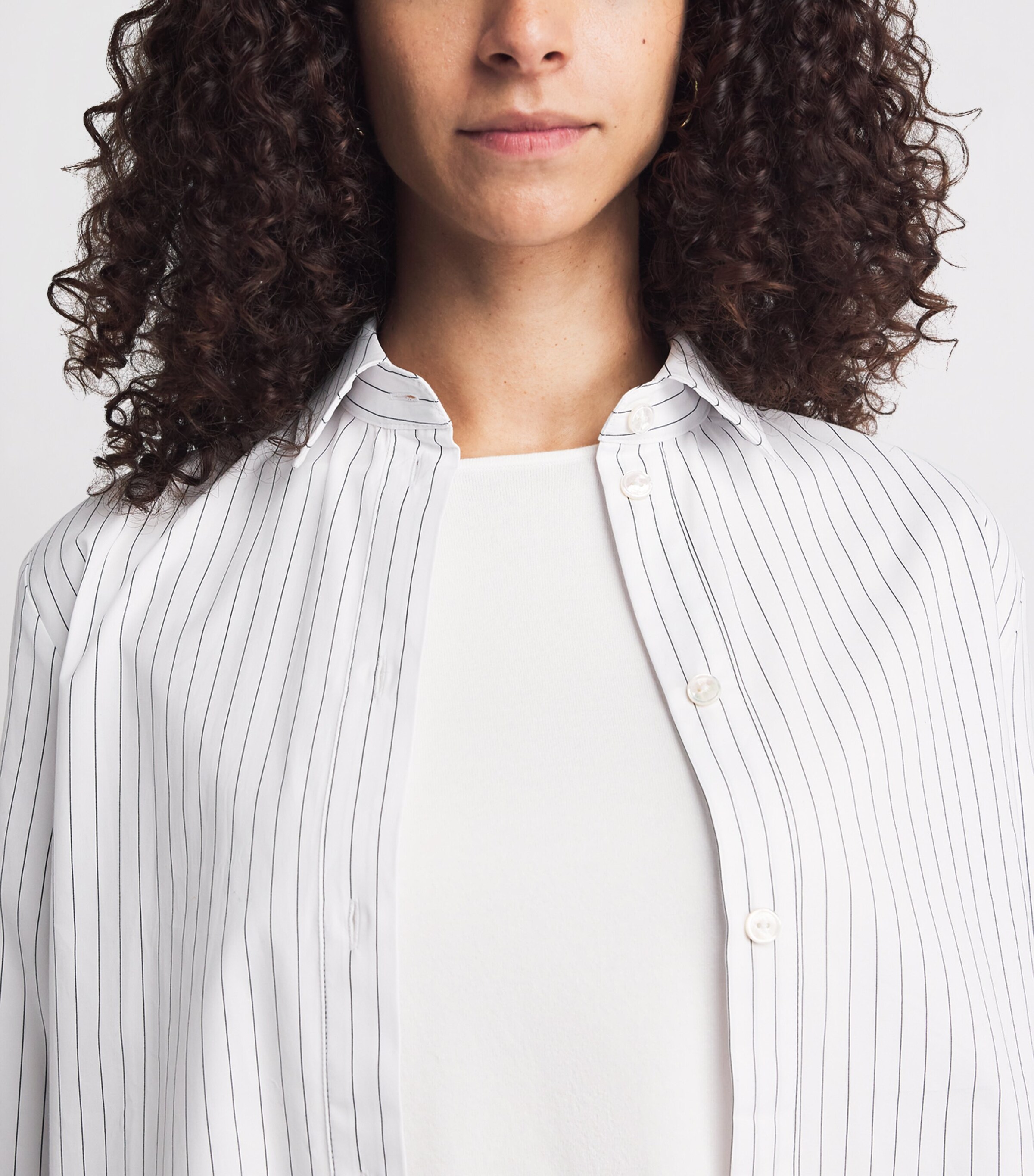 MM Womens Cotton Stripe Shirt Optical White Image 3